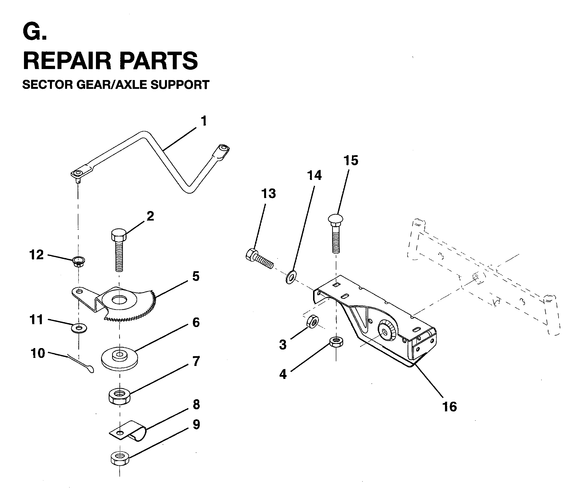 SECTOR GEAR / AXLE SUPPORT