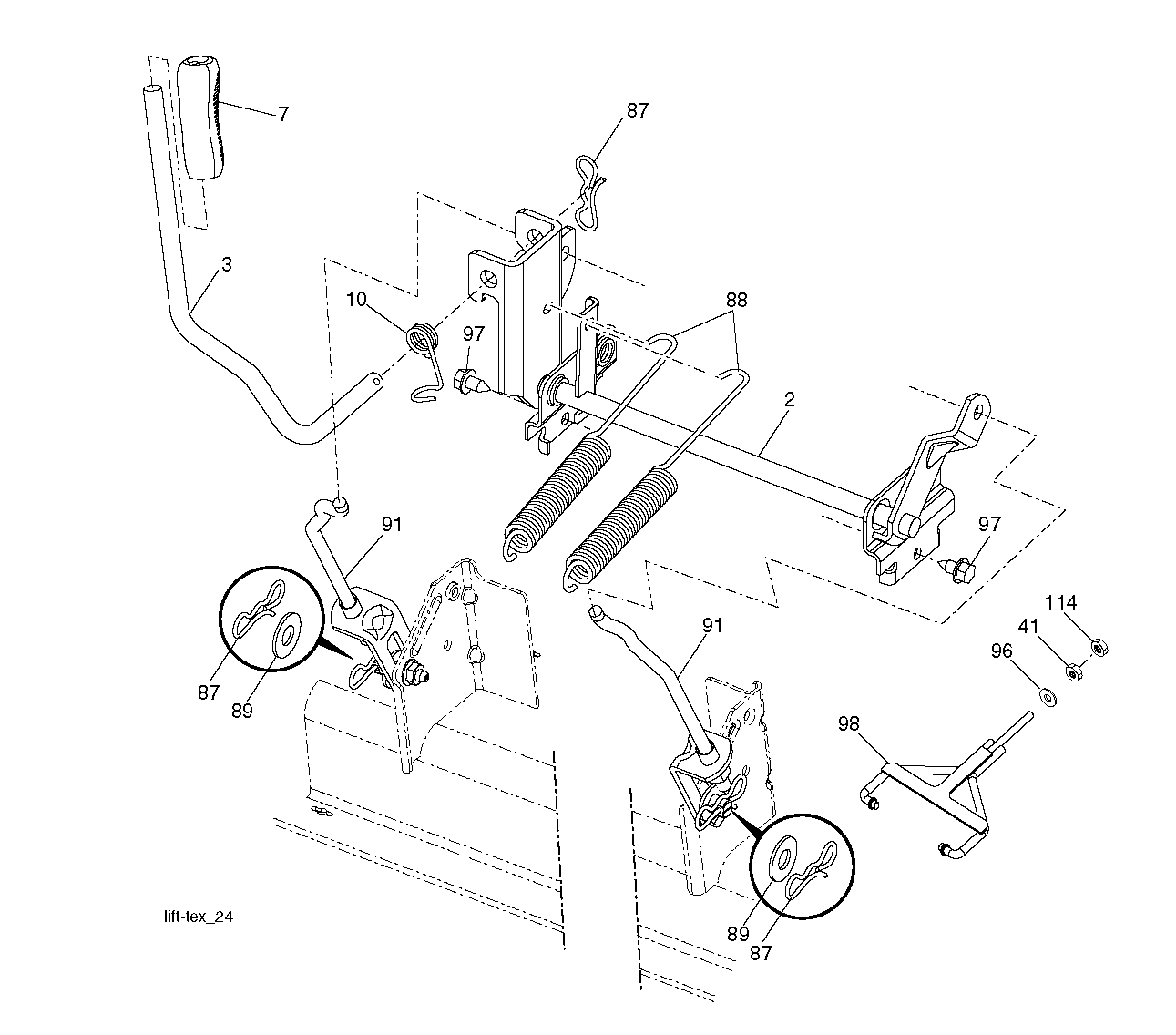MOWER LIFT LEVER