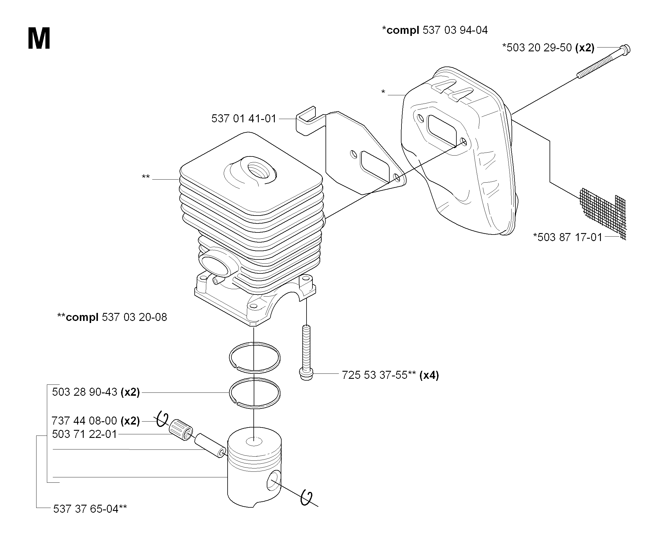 CYLINDER, PISTON & MUFFLER