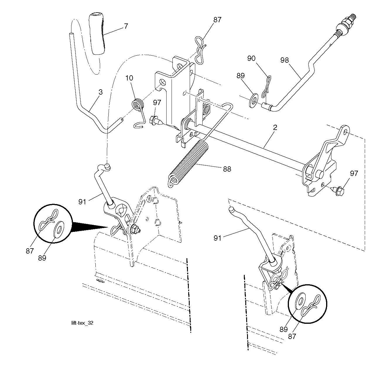 MOWER LIFT LEVER