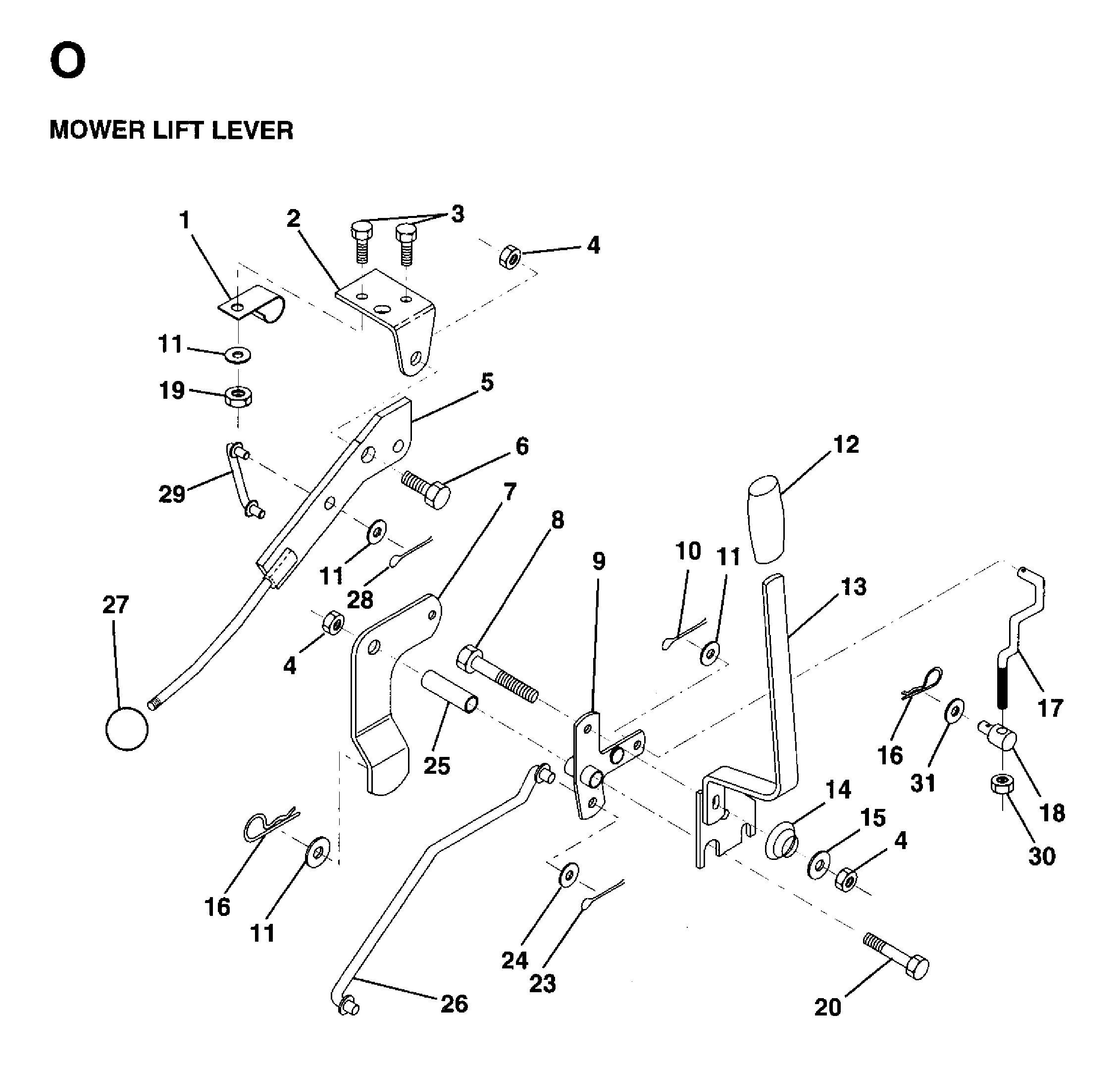 MOWER LIFT LEVER