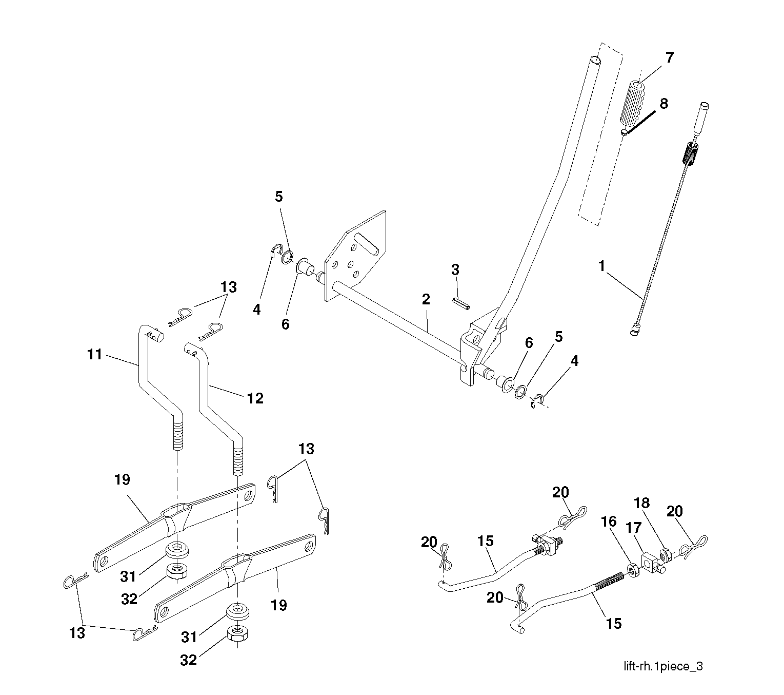 MOWER LIFT LEVER