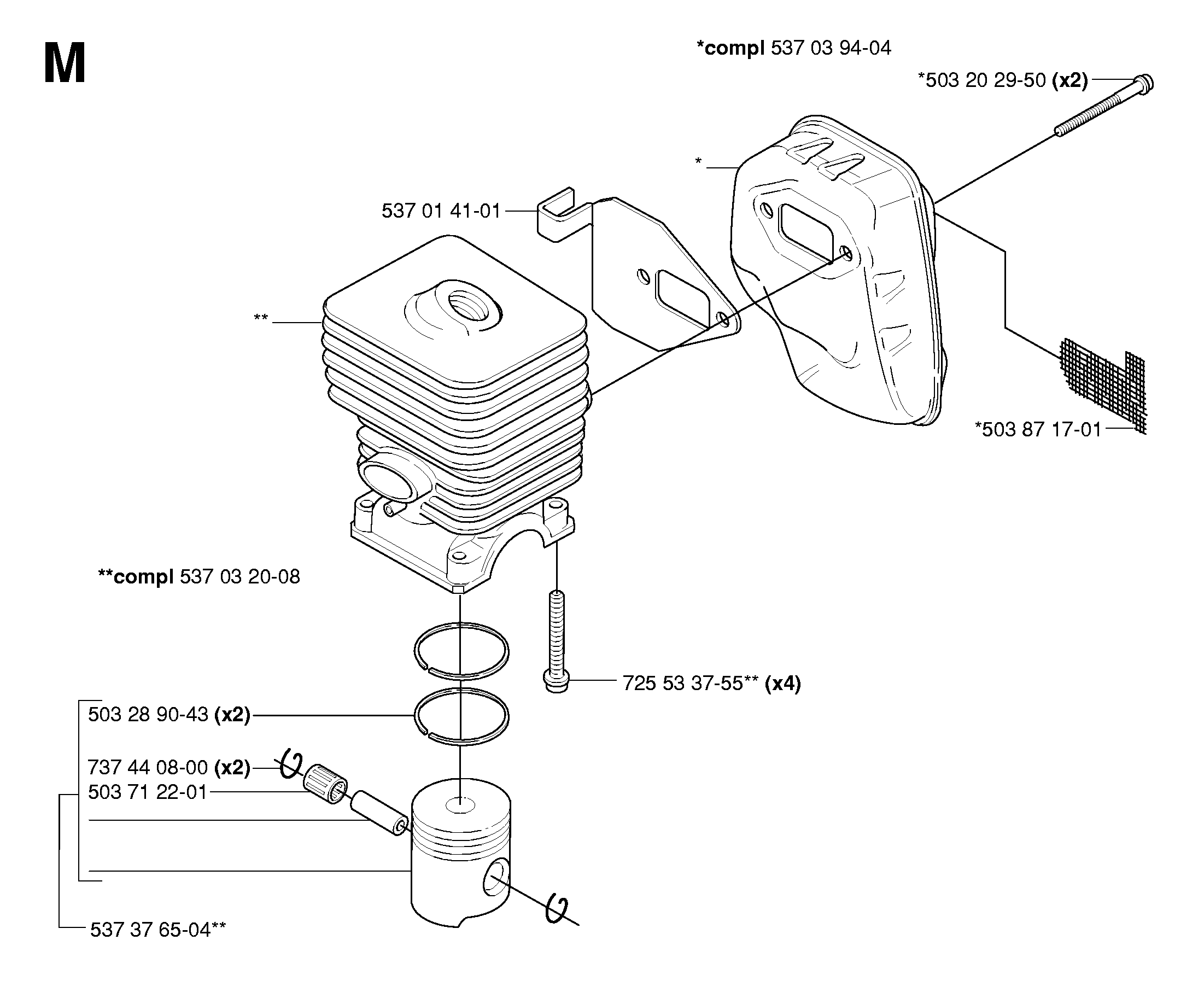 CYLINDER, PISTON & MUFFLER
