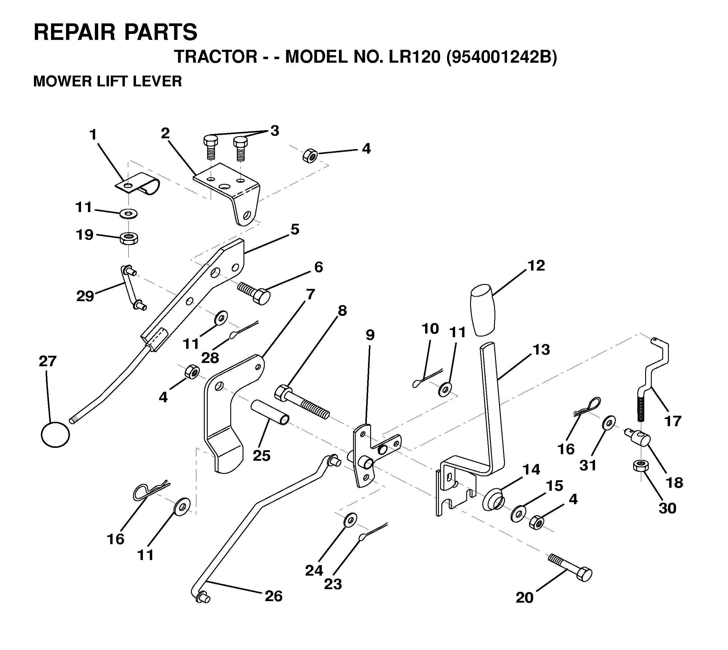 MOWER LIFT LEVER
