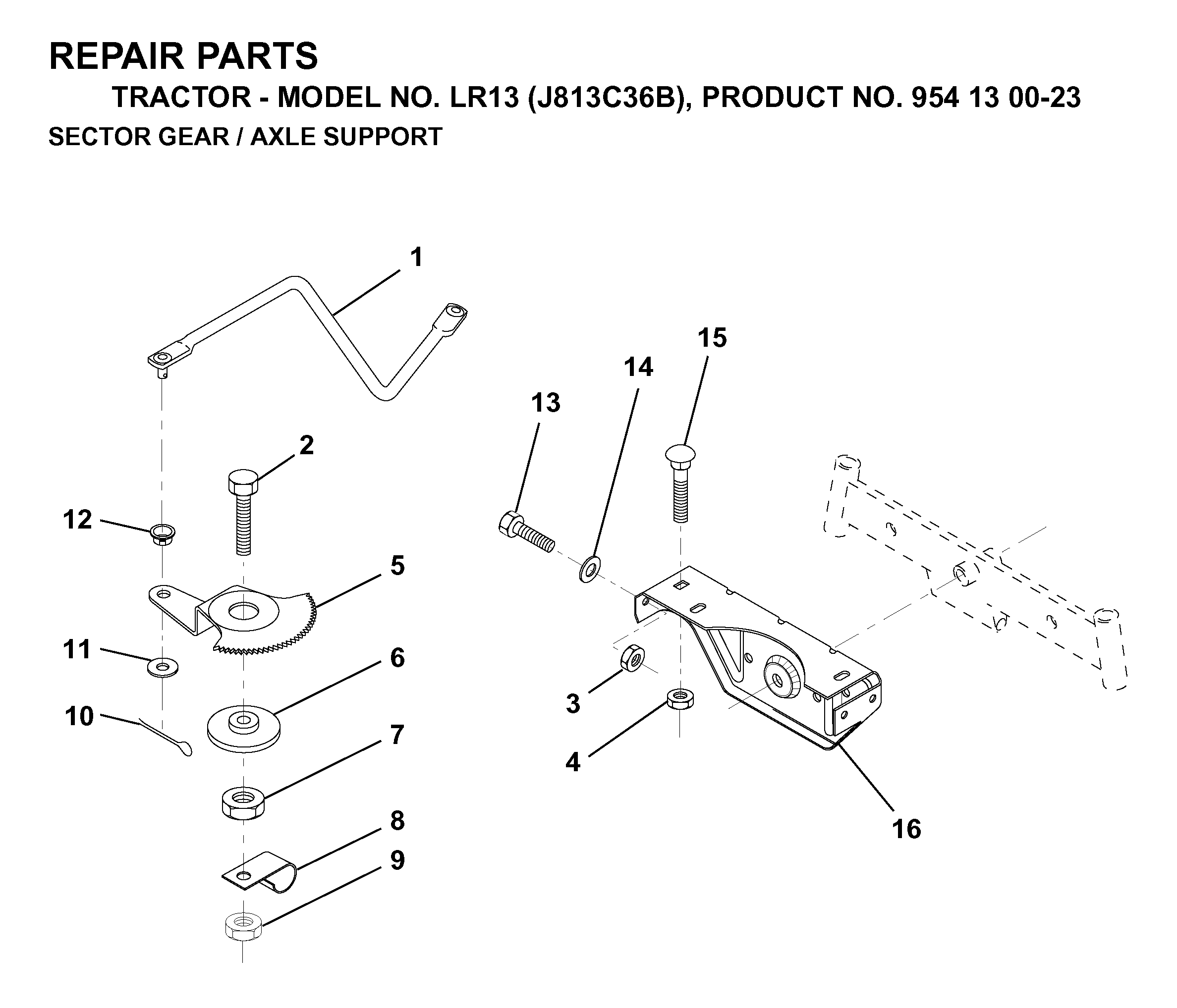 SECTOR GEAR / AXLE SUPPORT