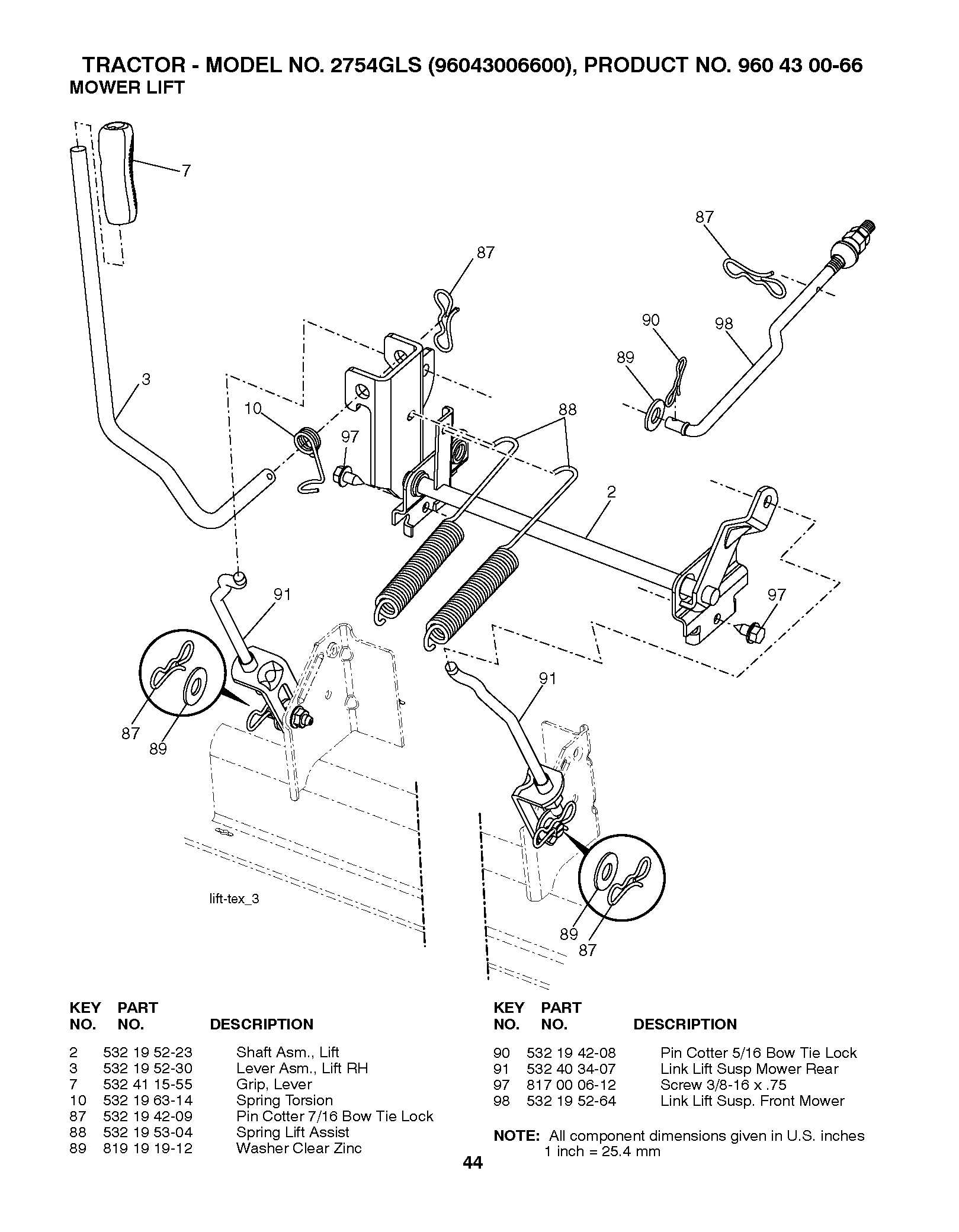MOWER LIFT / DECK LIFT