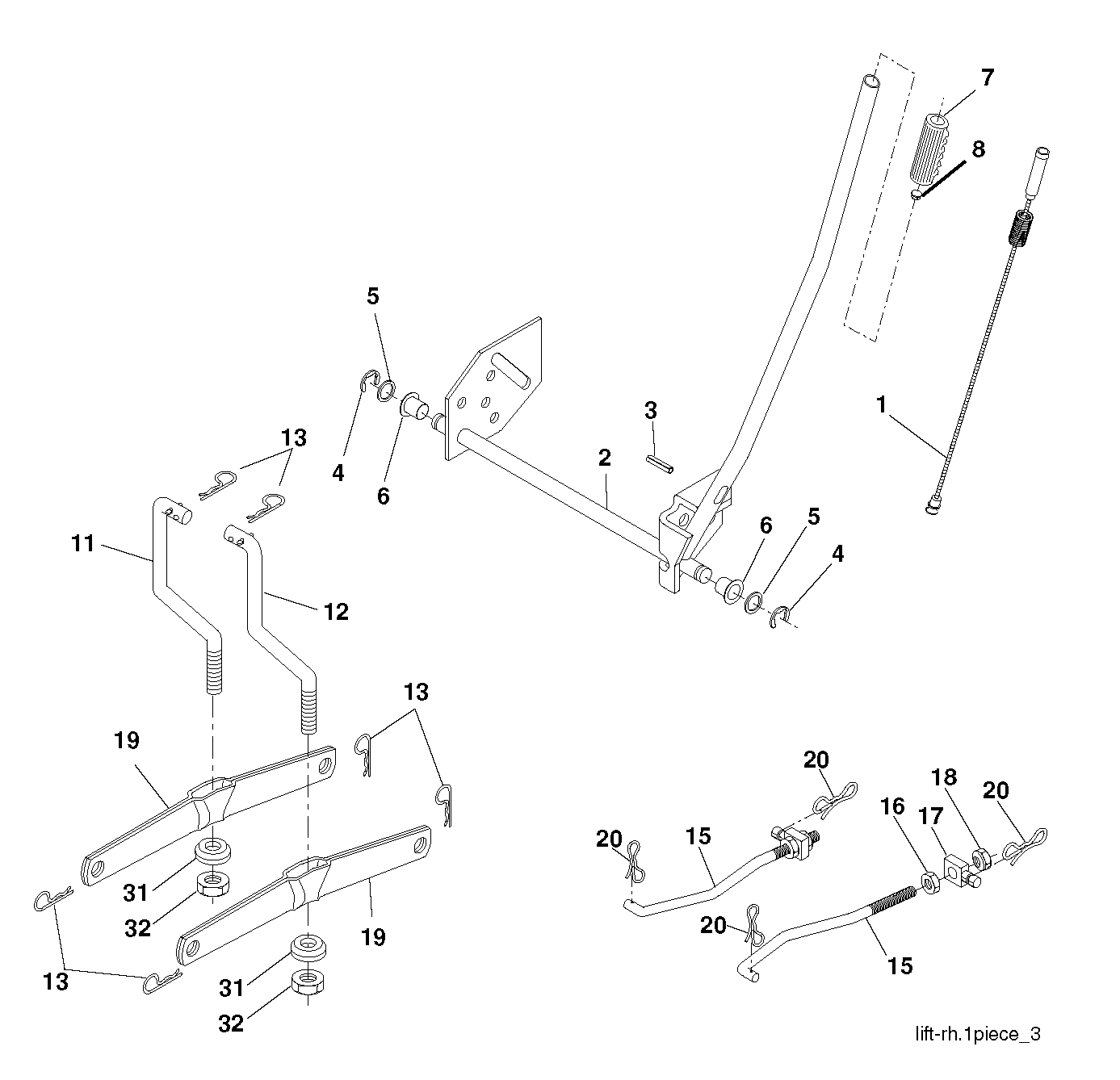 MOWER LIFT LEVER