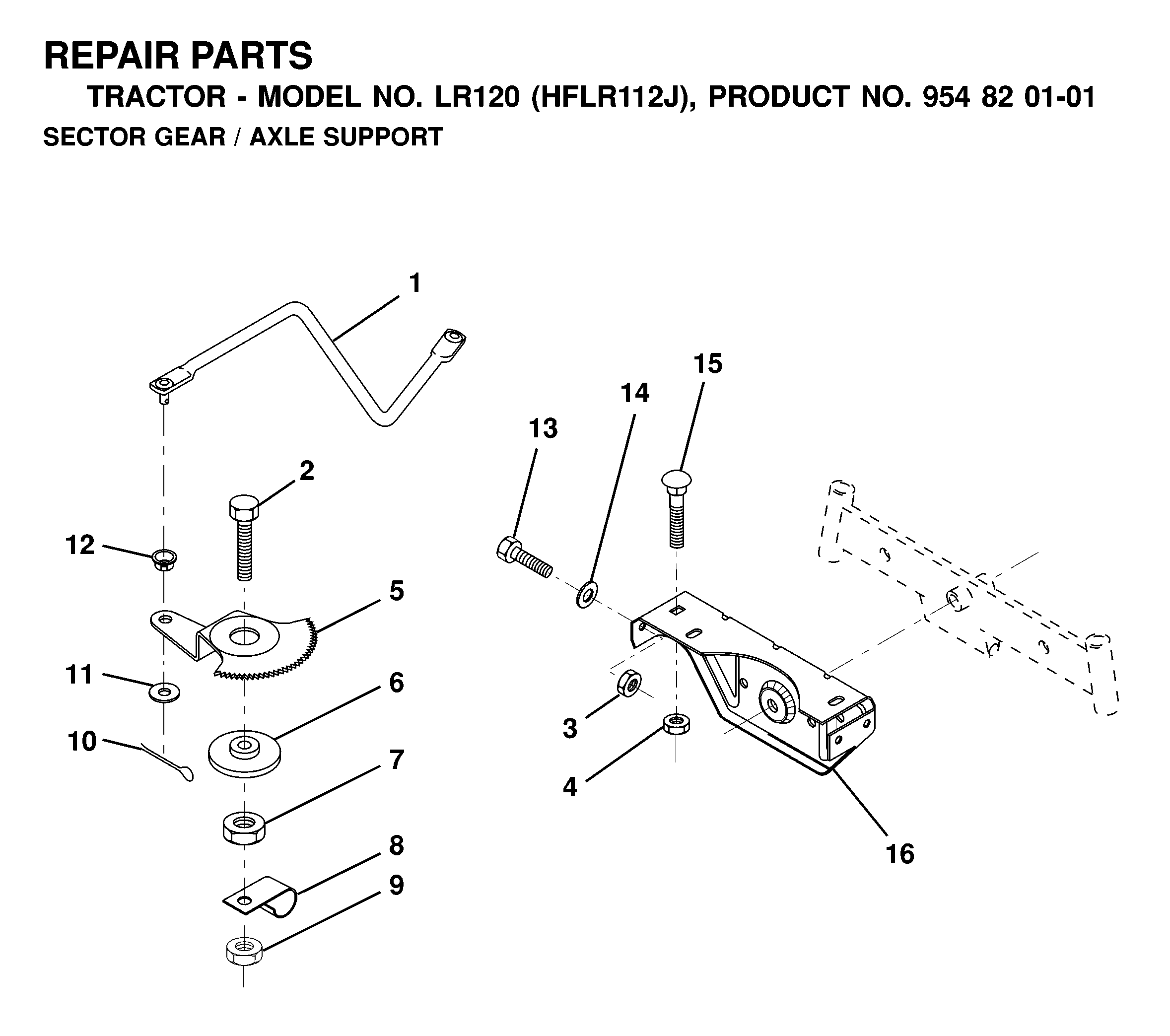 SECTOR GEAR / AXLE SUPPORT