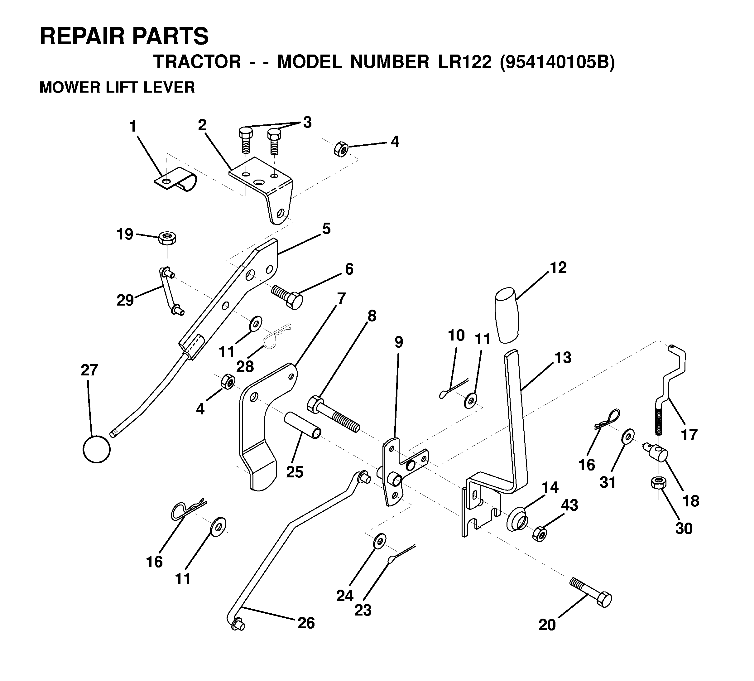 MOWER LIFT LEVER