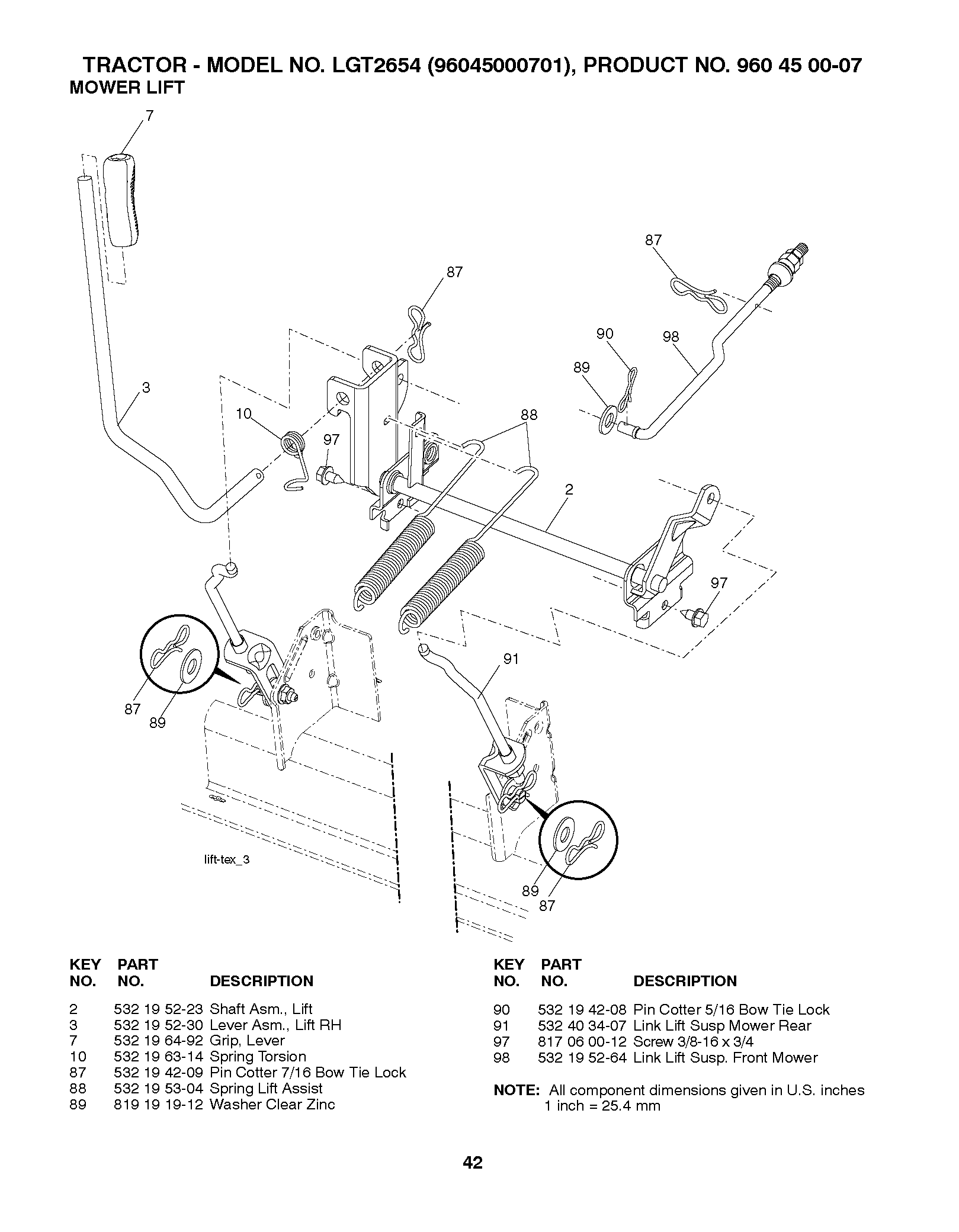 MOWER LIFT / DECK LIFT