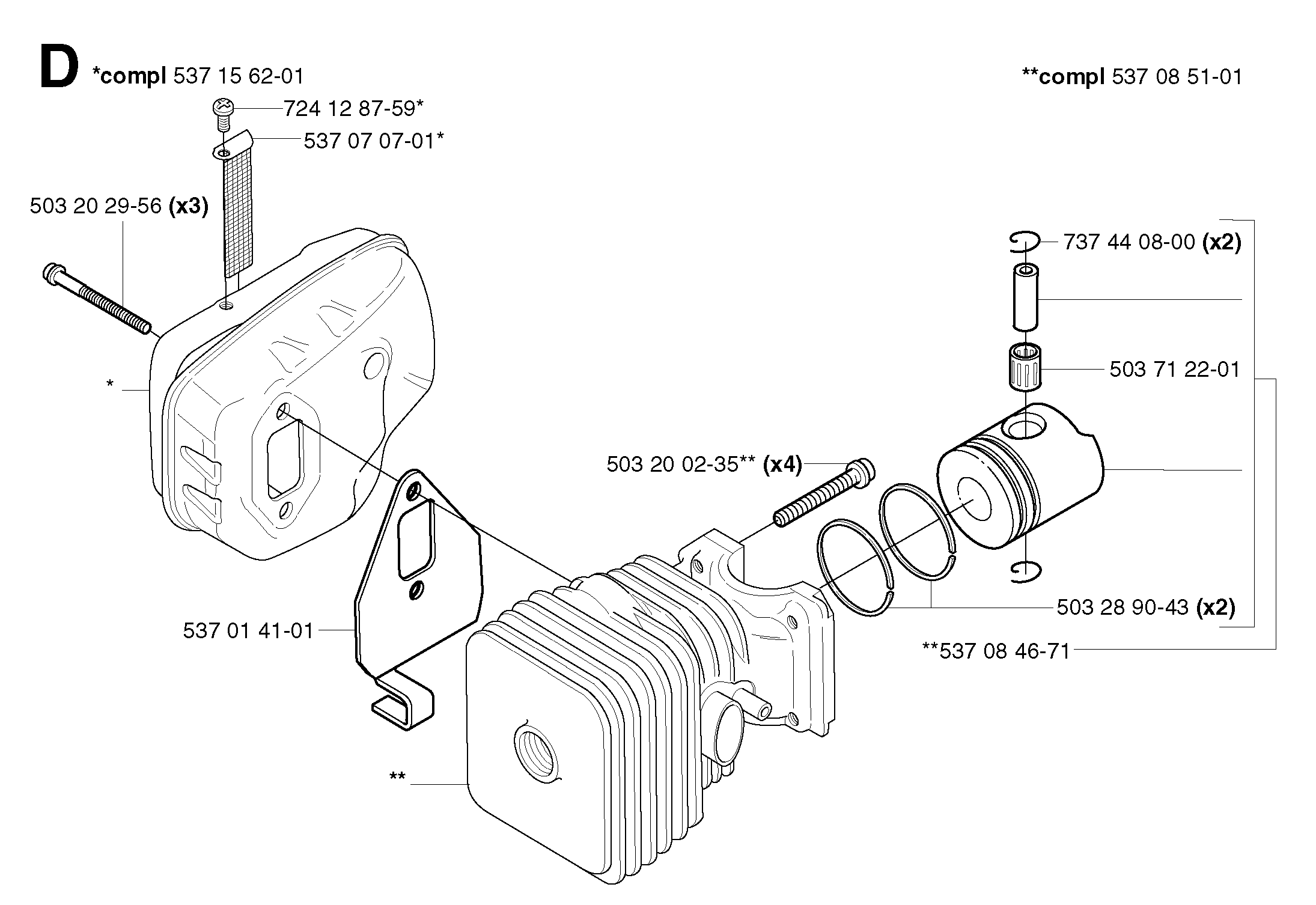 CYLINDER, PISTON & MUFFLER