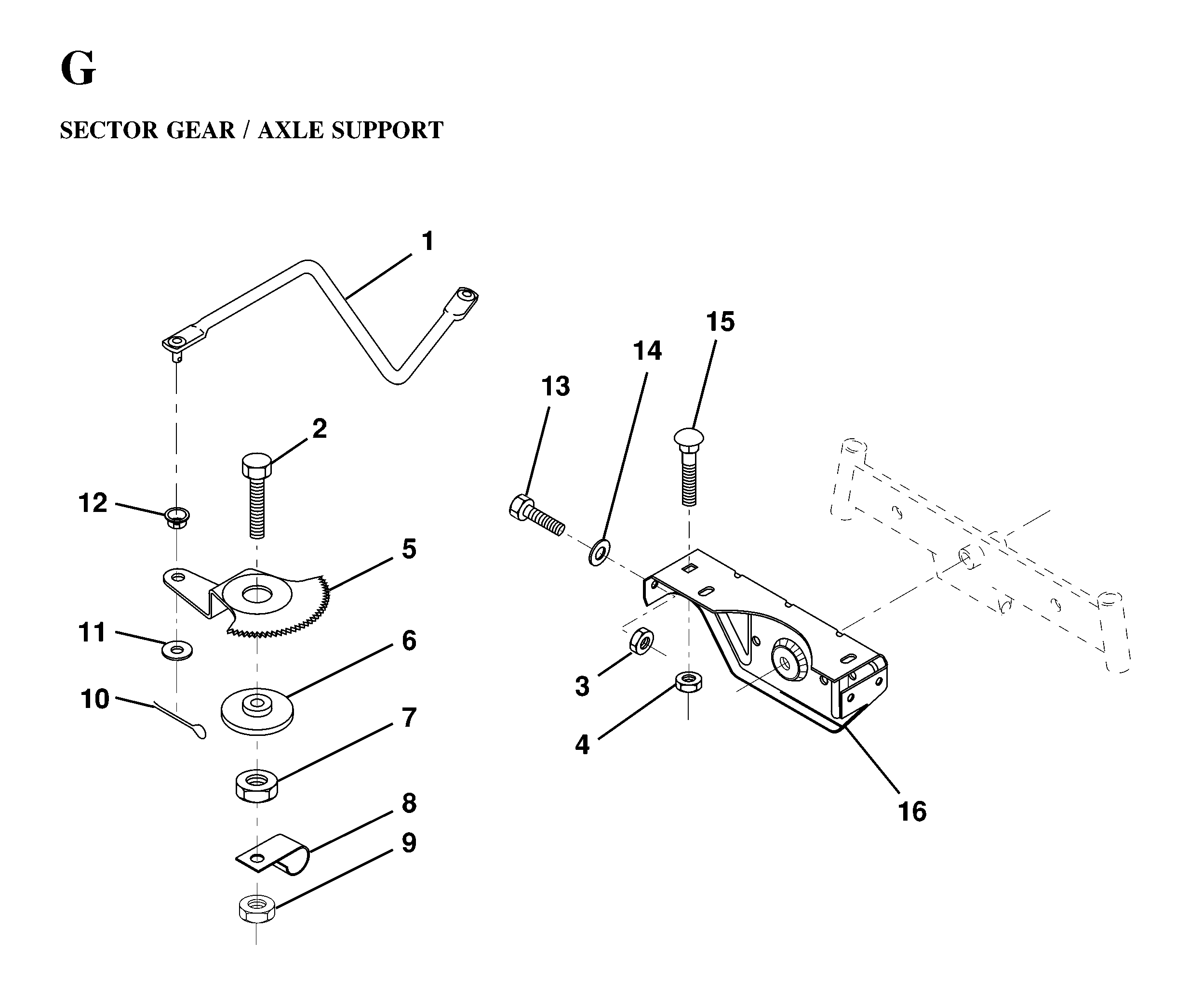 SECTOR GEAR / AXLE SUPPORT