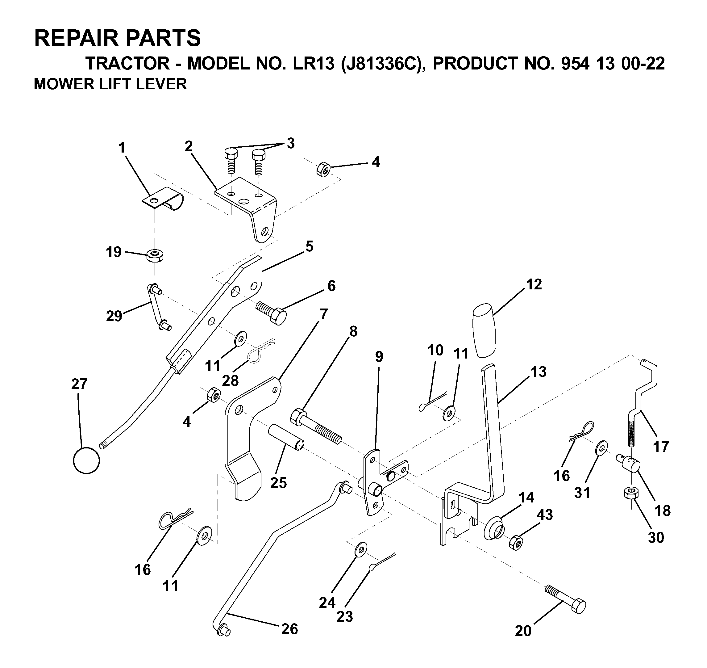 MOWER LIFT LEVER