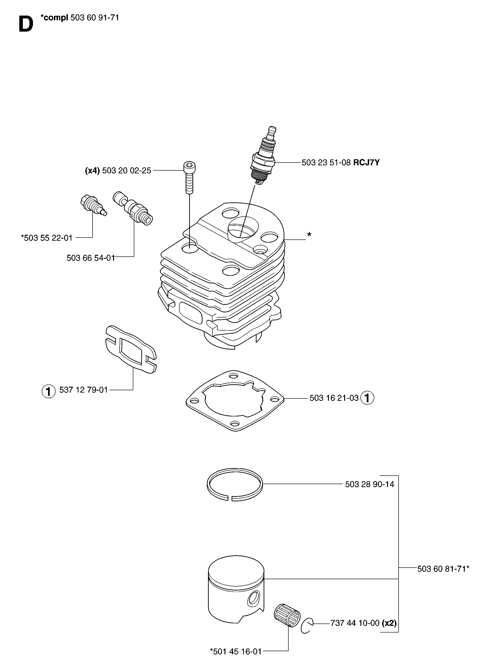 CYLINDER, PISTON & MUFFLER