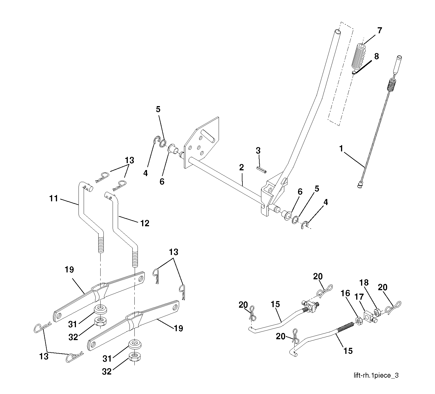 MOWER LIFT LEVER