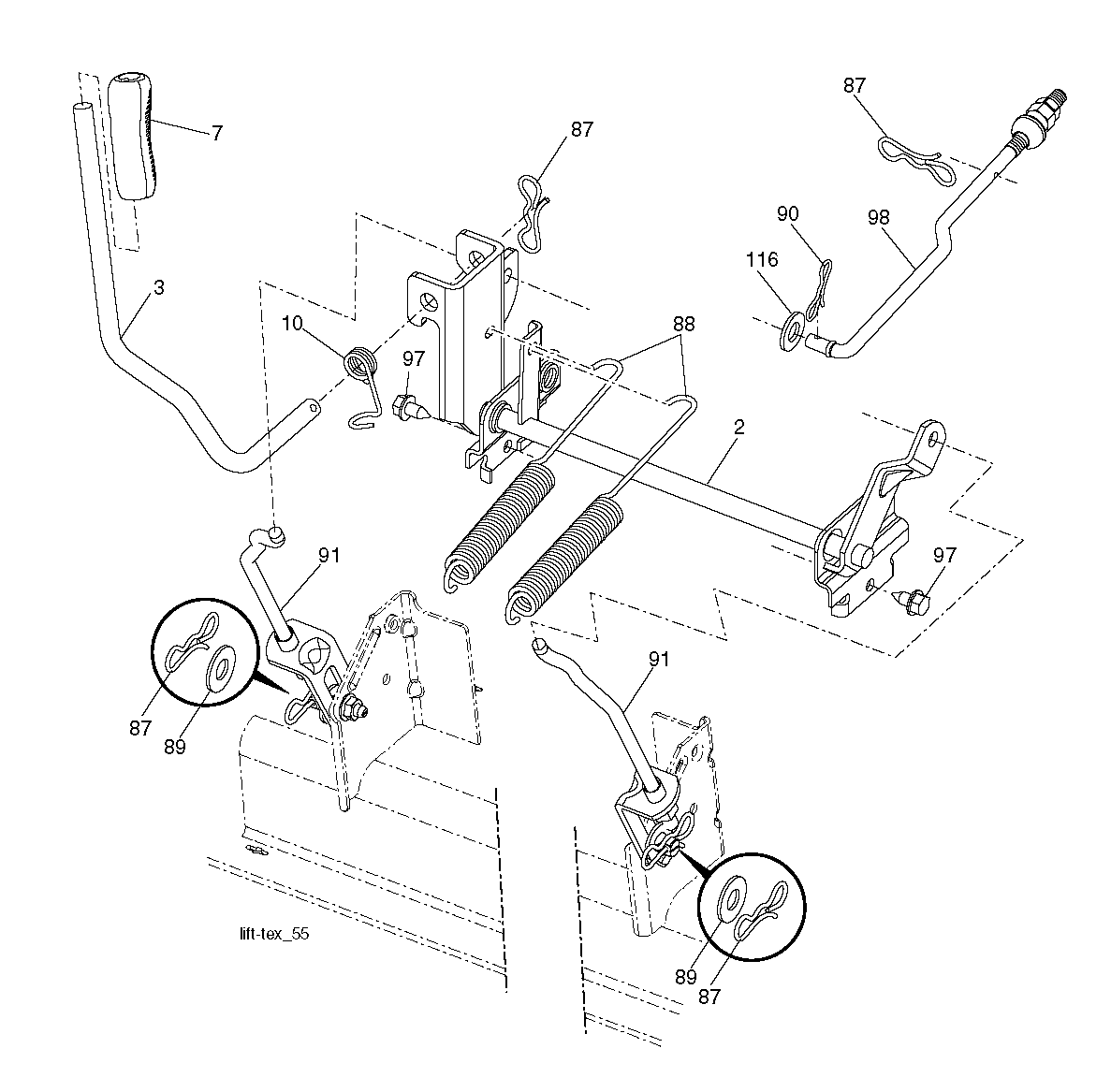 MOWER LIFT LEVER