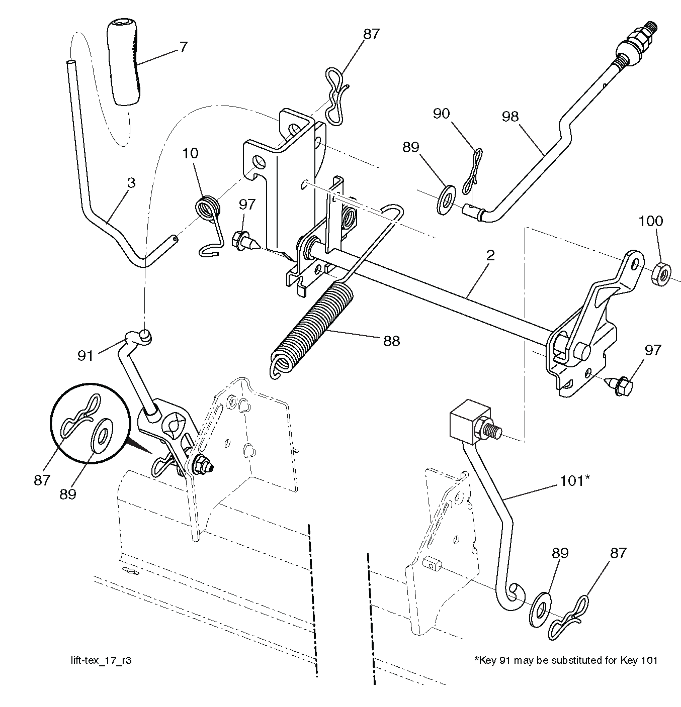 MOWER LIFT LEVER