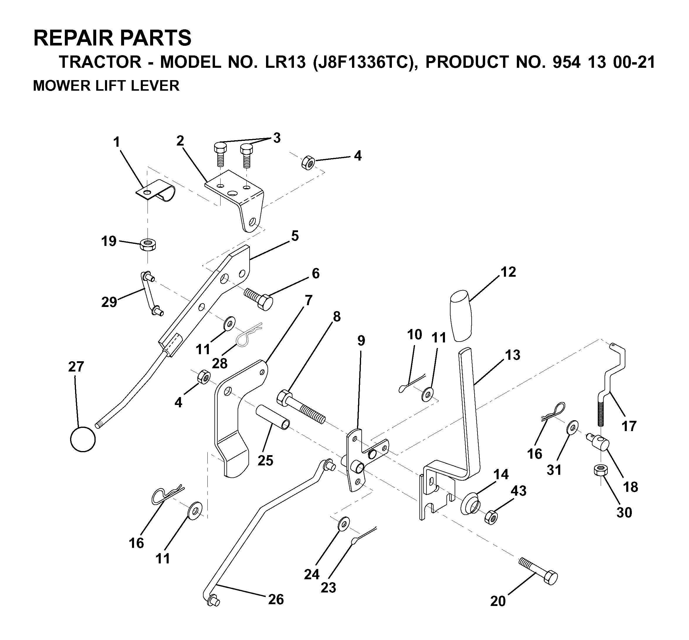 MOWER LIFT LEVER