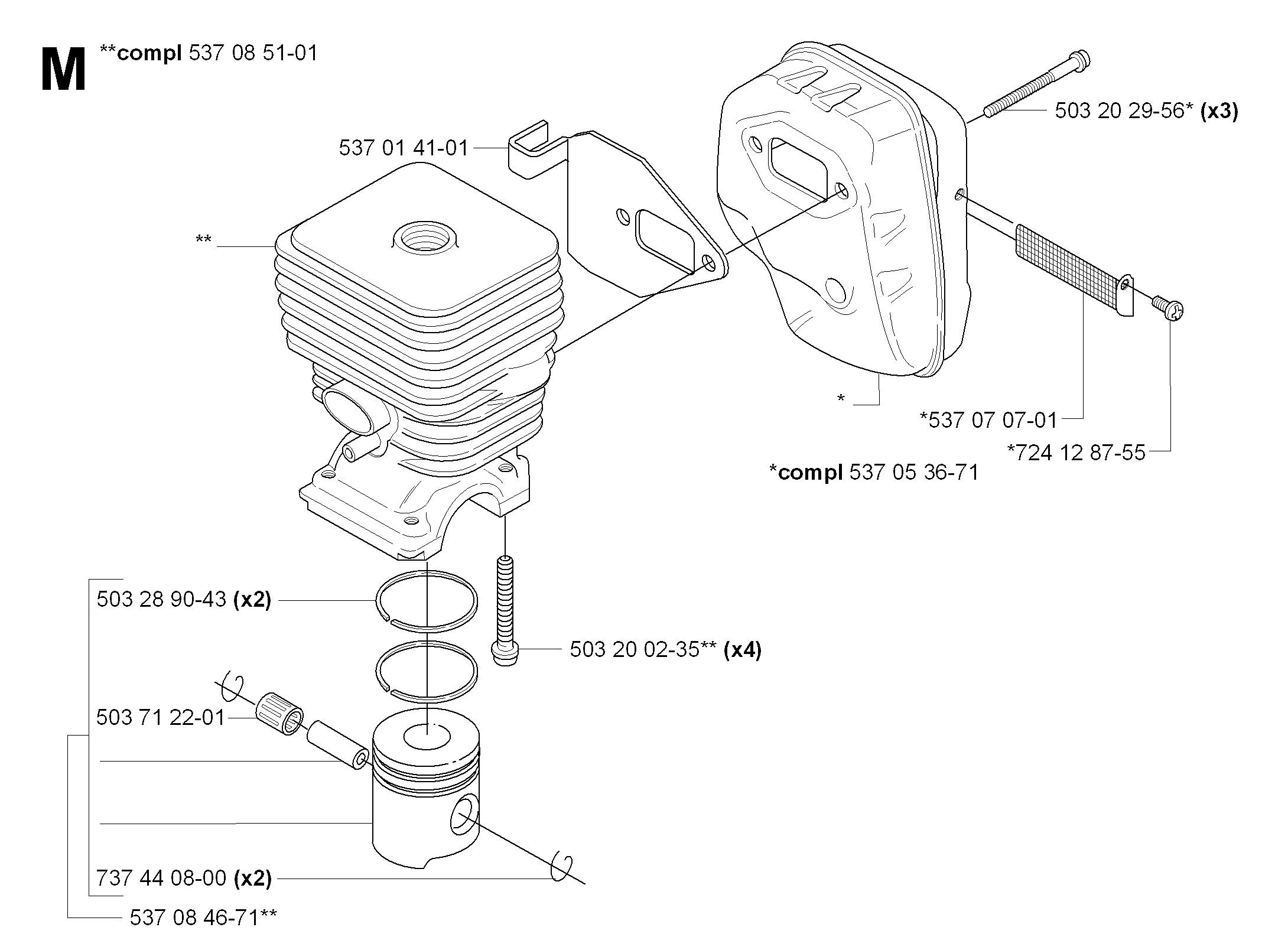 CYLINDER, PISTON & MUFFLER