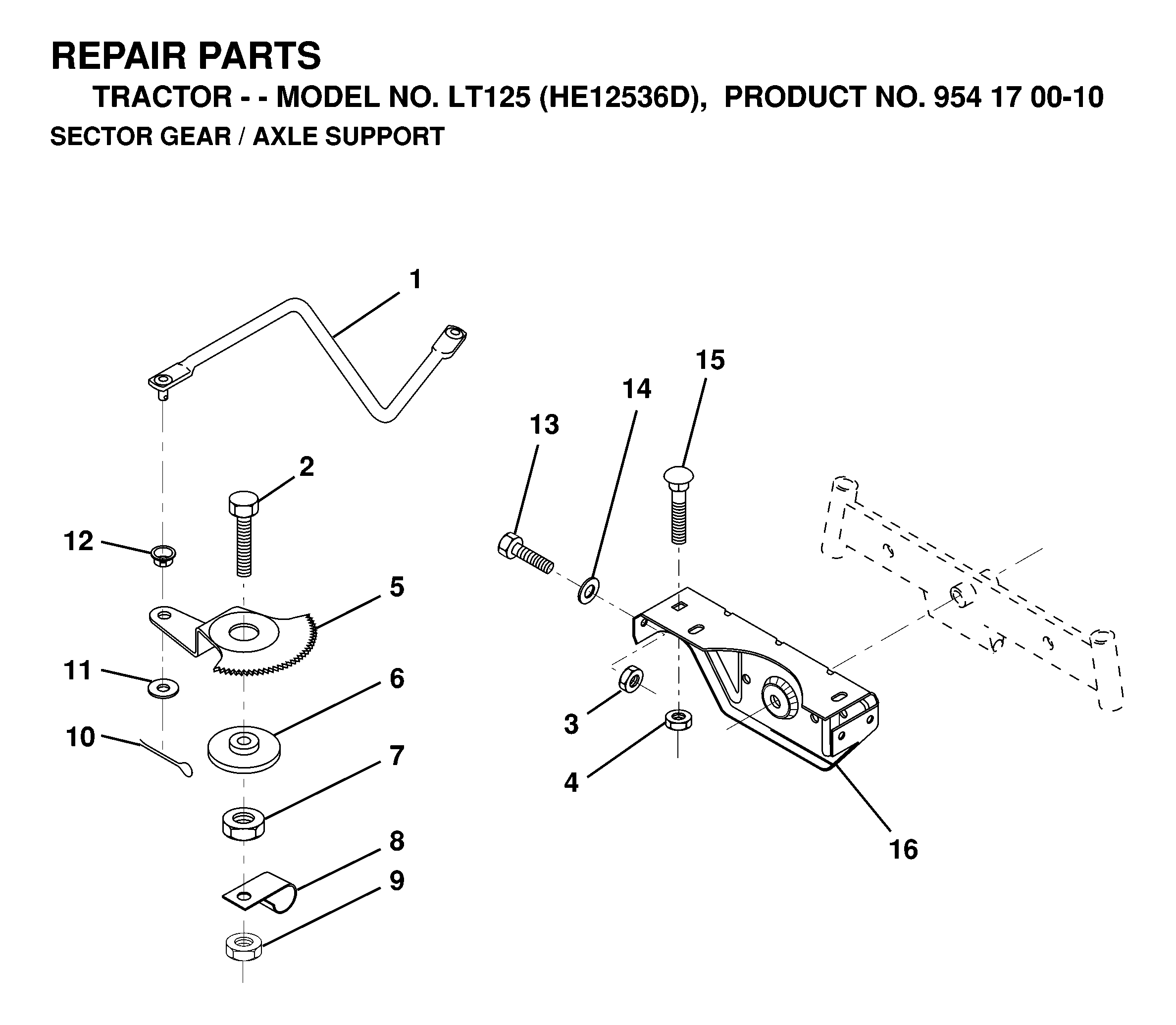 SECTOR GEAR / AXLE SUPPORT