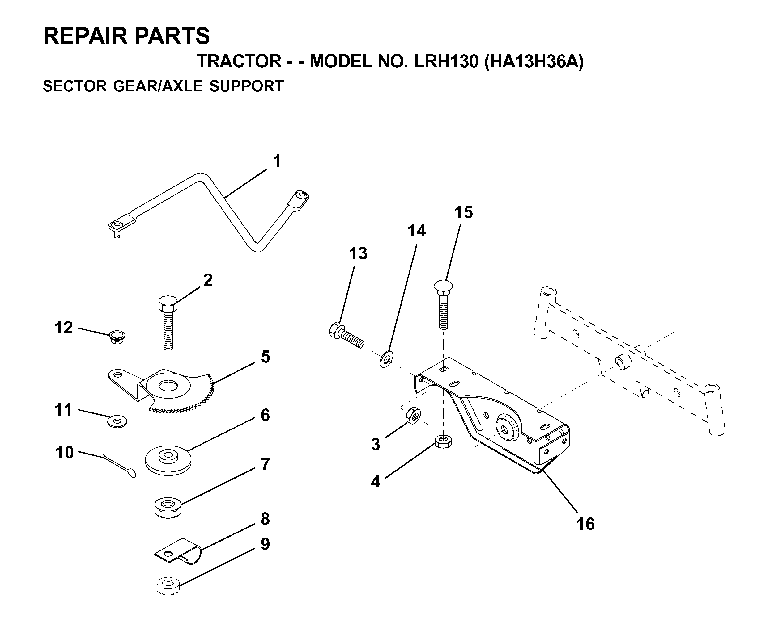 SECTOR GEAR / AXLE SUPPORT