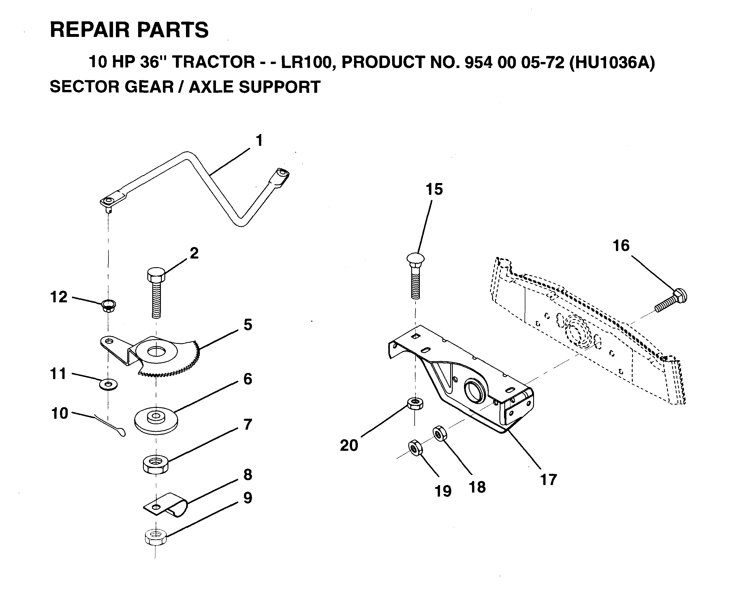 SECTOR GEAR / AXLE SUPPORT