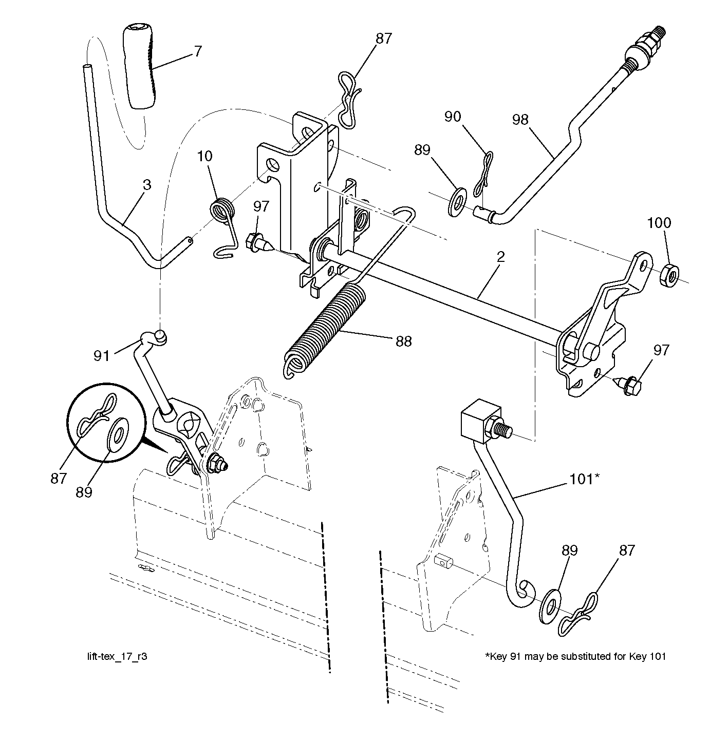 MOWER LIFT LEVER