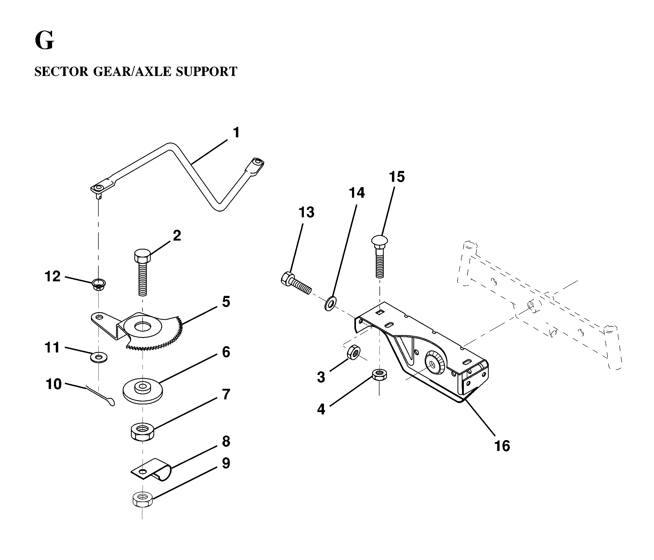 SECTOR GEAR / AXLE SUPPORT
