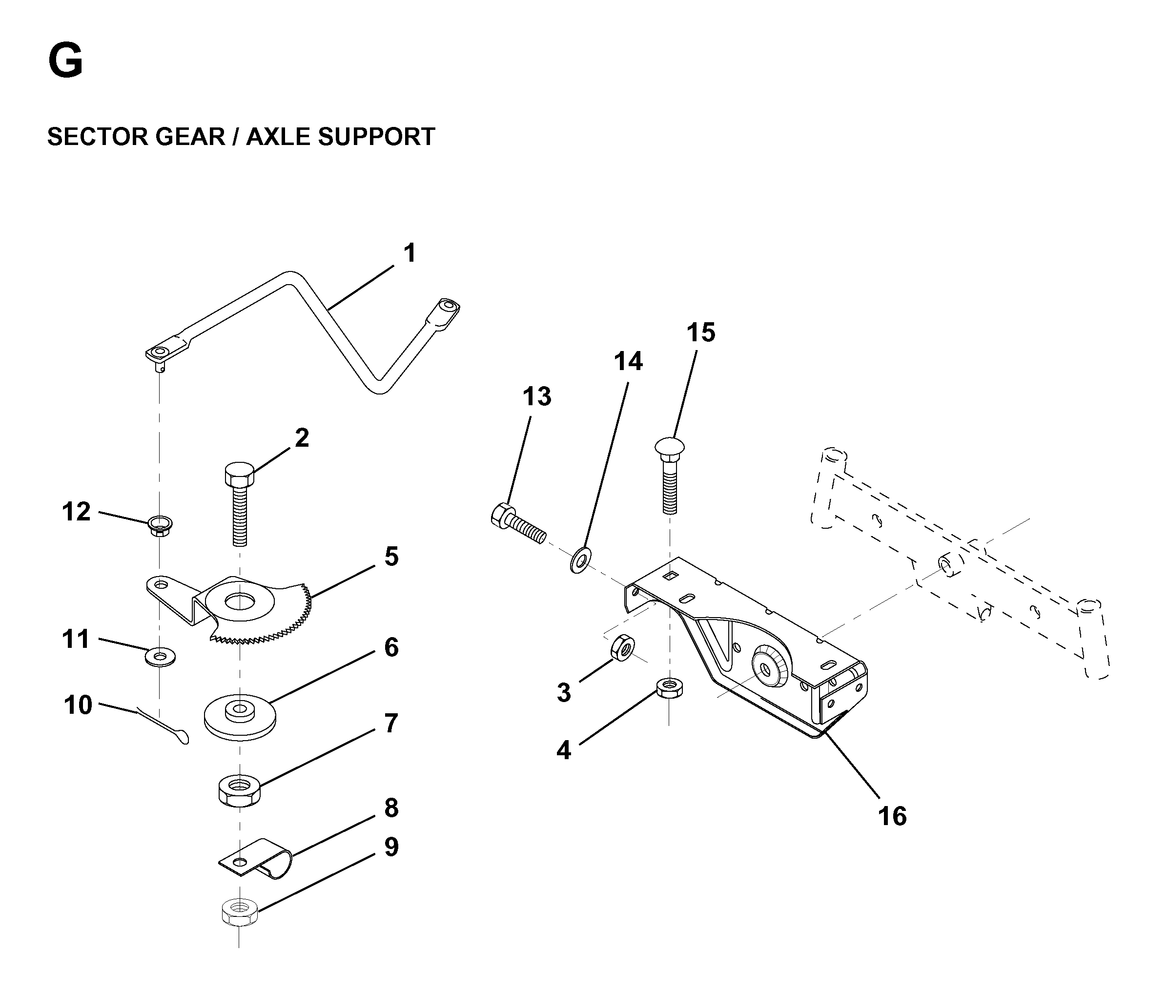 SECTOR GEAR / AXLE SUPPORT
