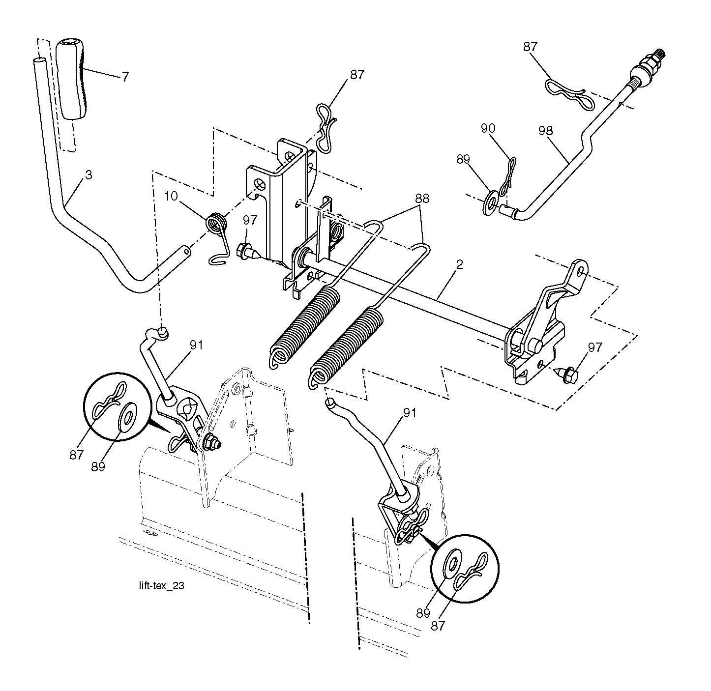 MOWER LIFT LEVER