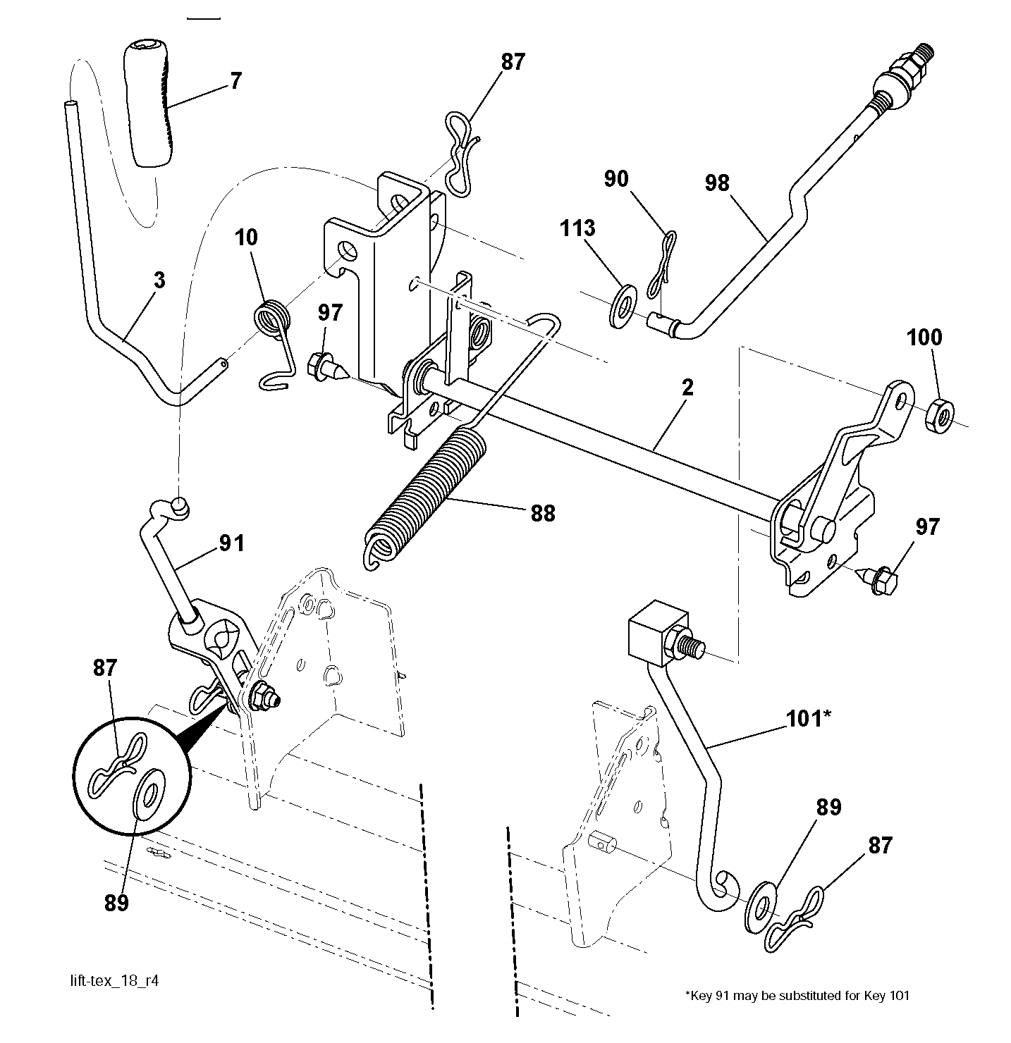MOWER LIFT LEVER
