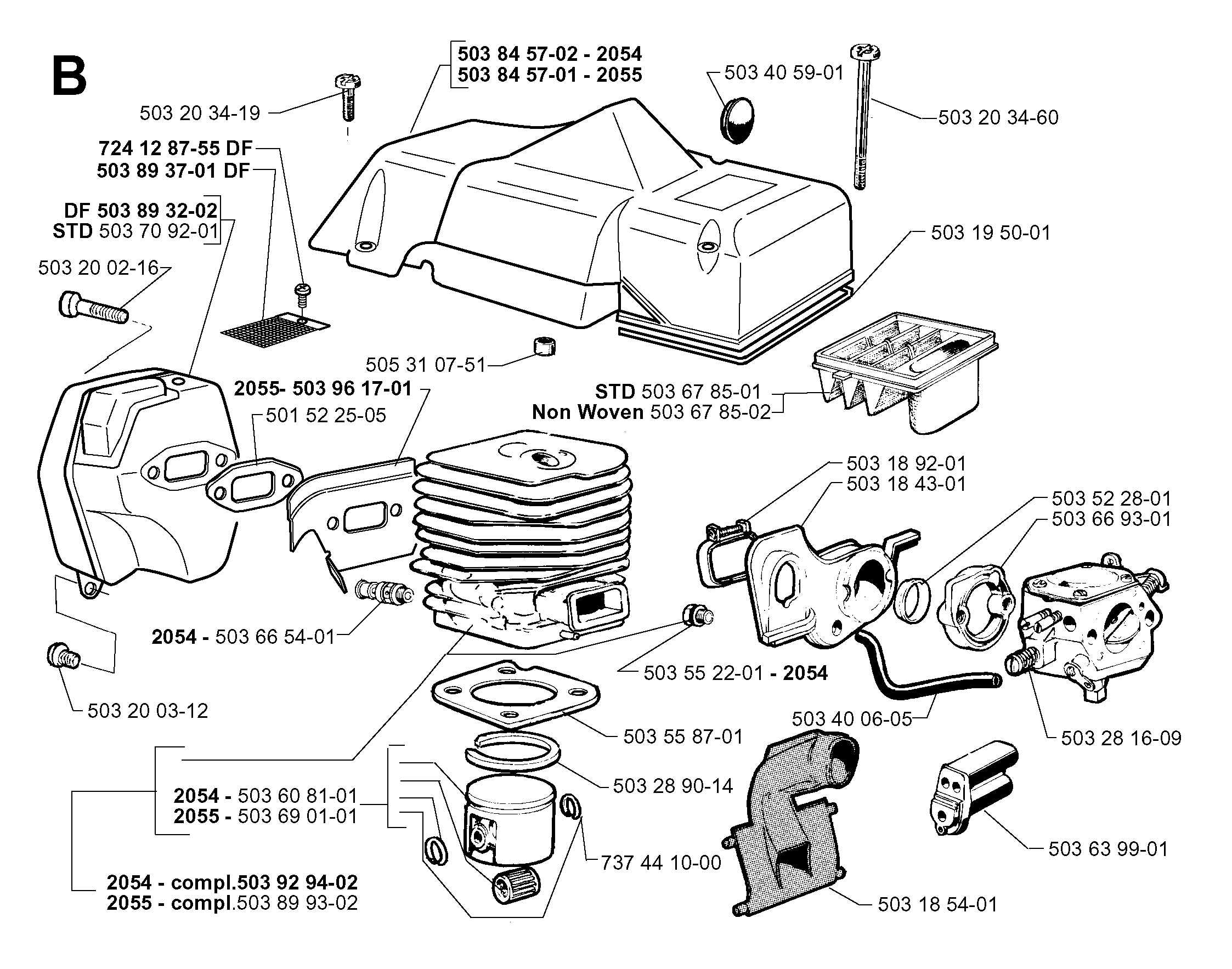 CYLINDER, PISTON & MUFFLER
