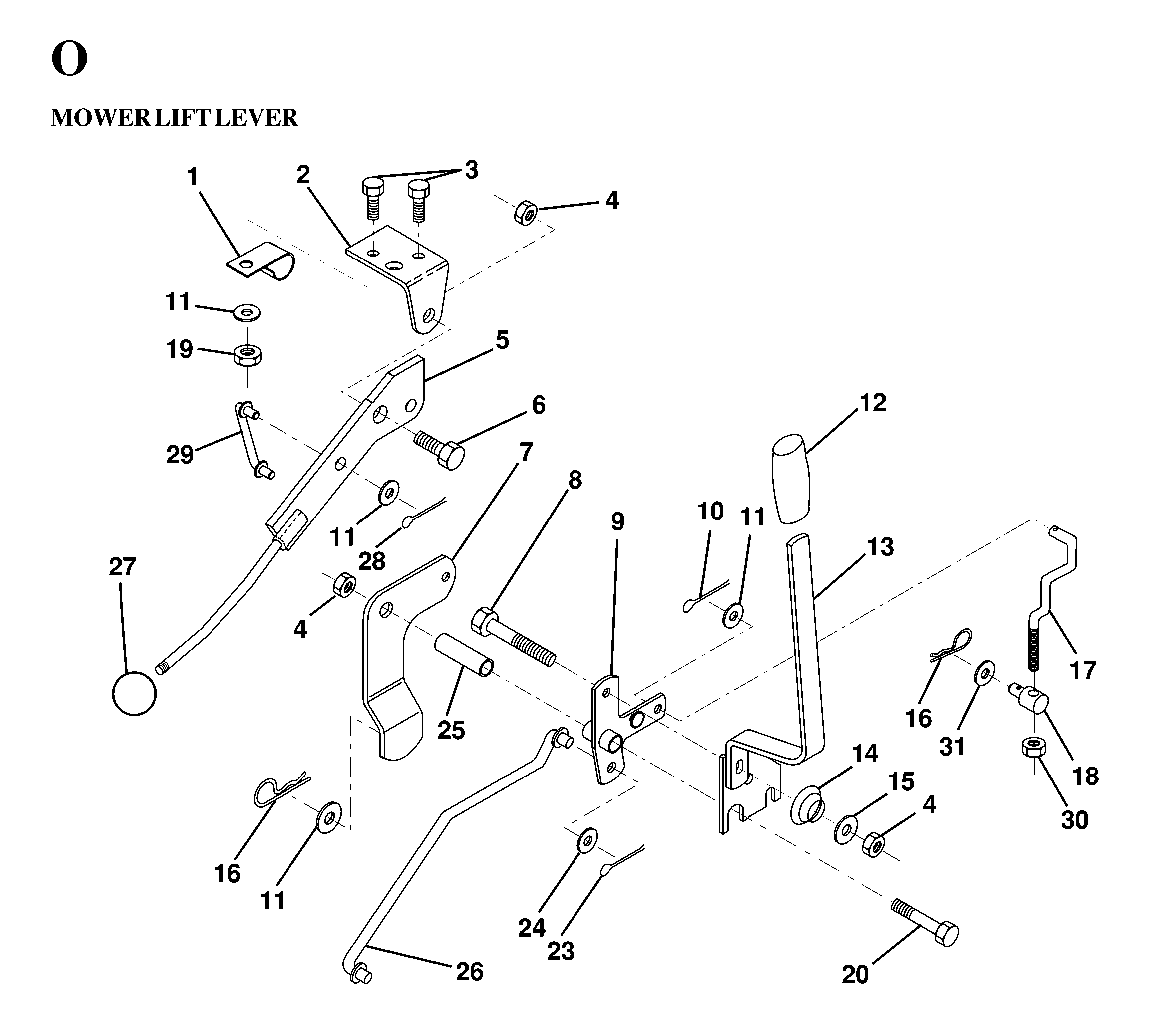 MOWER LIFT LEVER