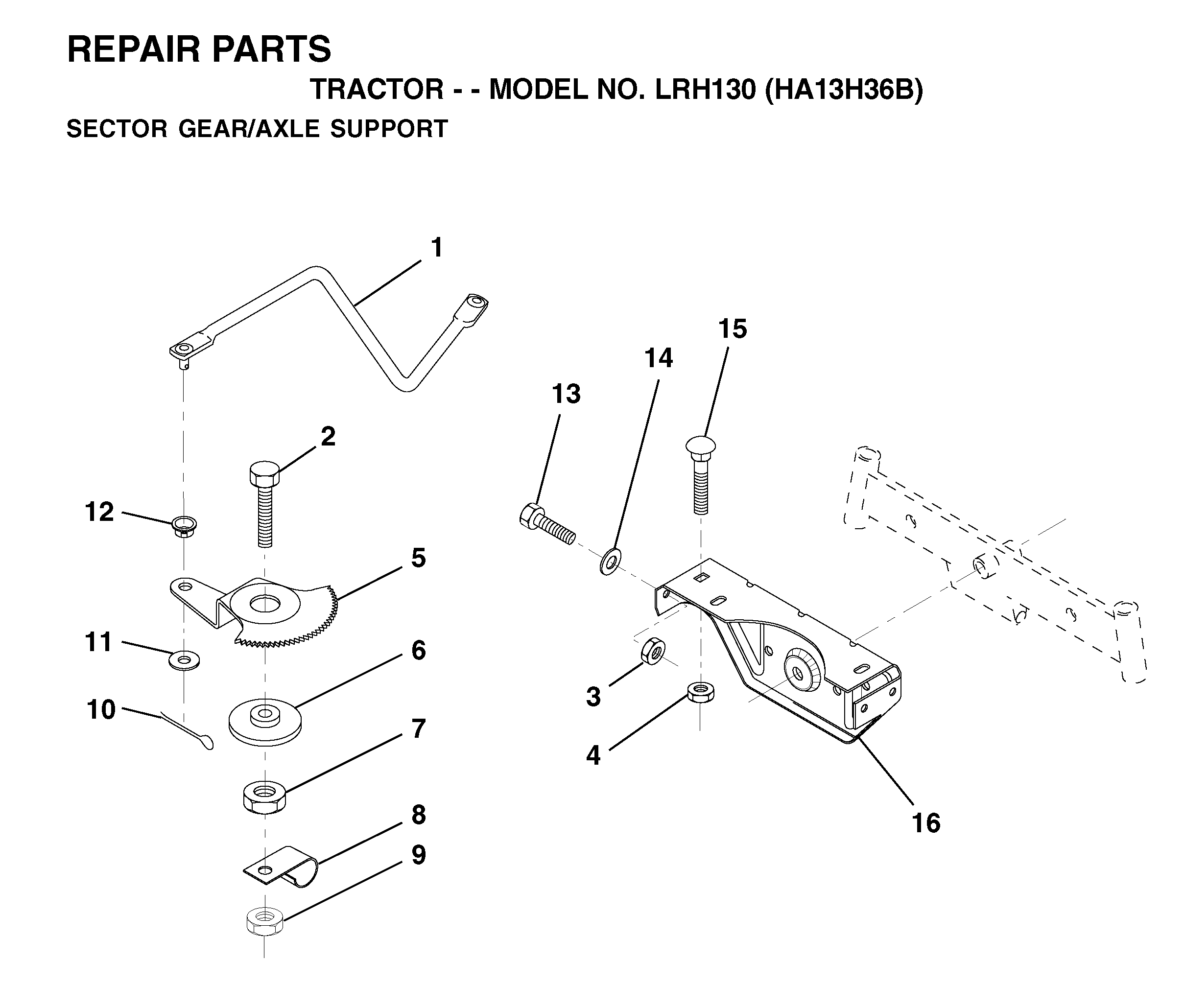 SECTOR GEAR / AXLE SUPPORT