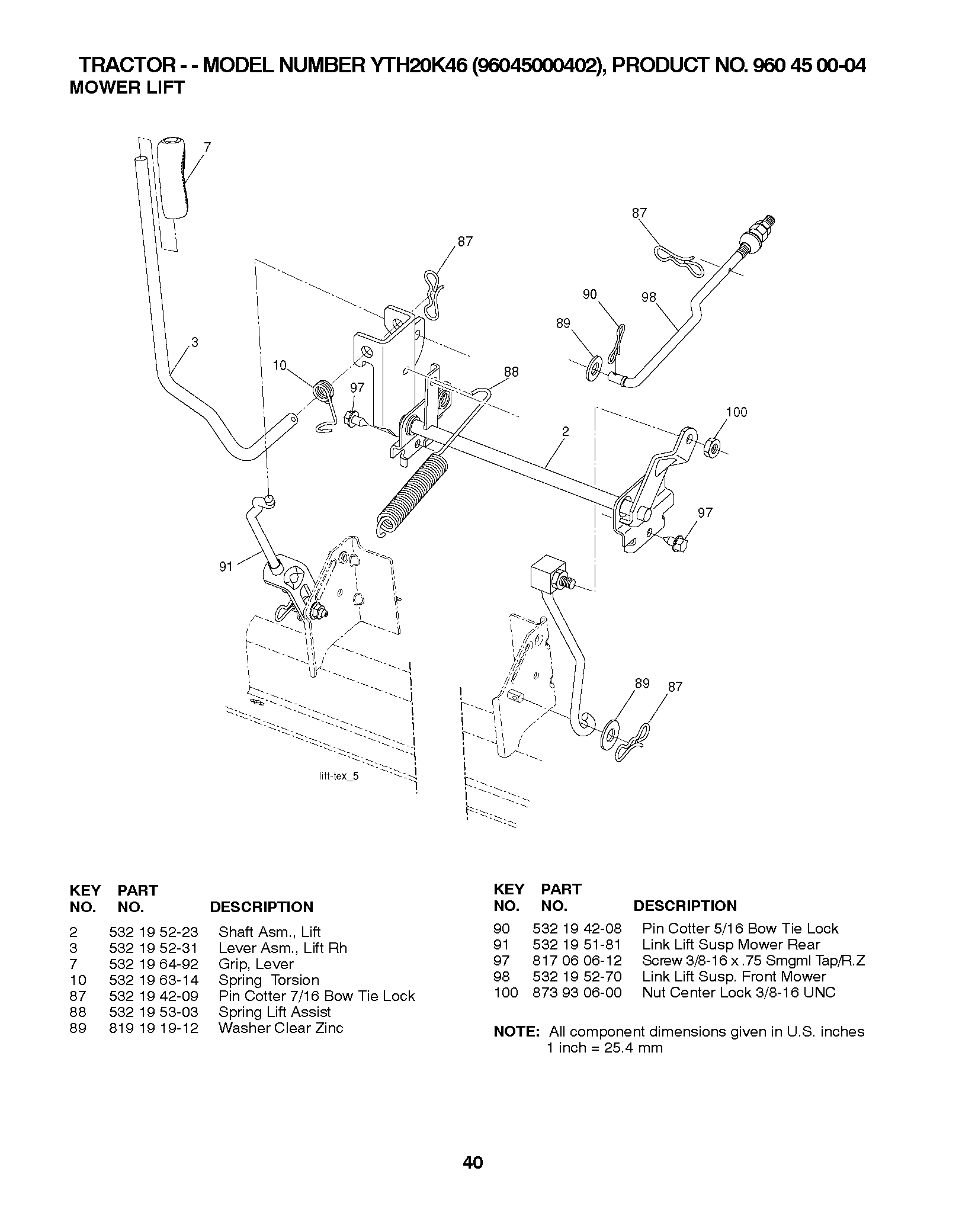 MOWER LIFT / DECK LIFT
