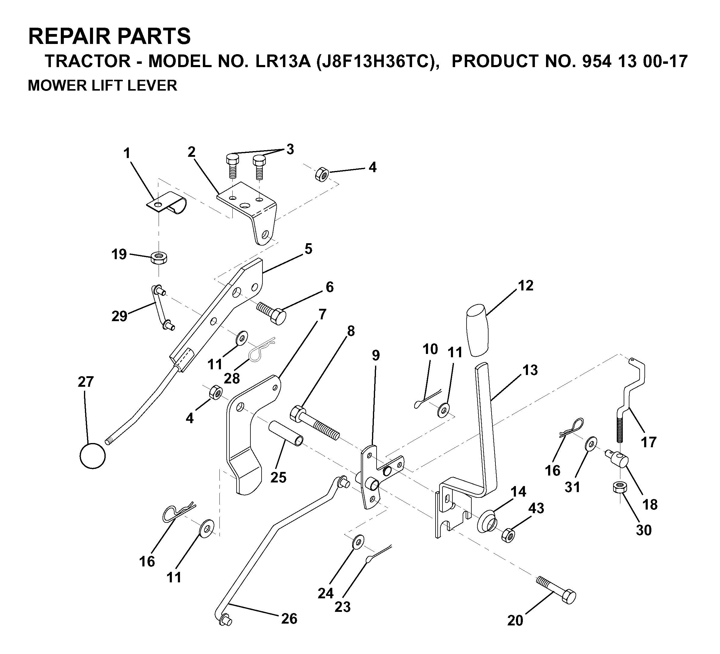 MOWER LIFT LEVER