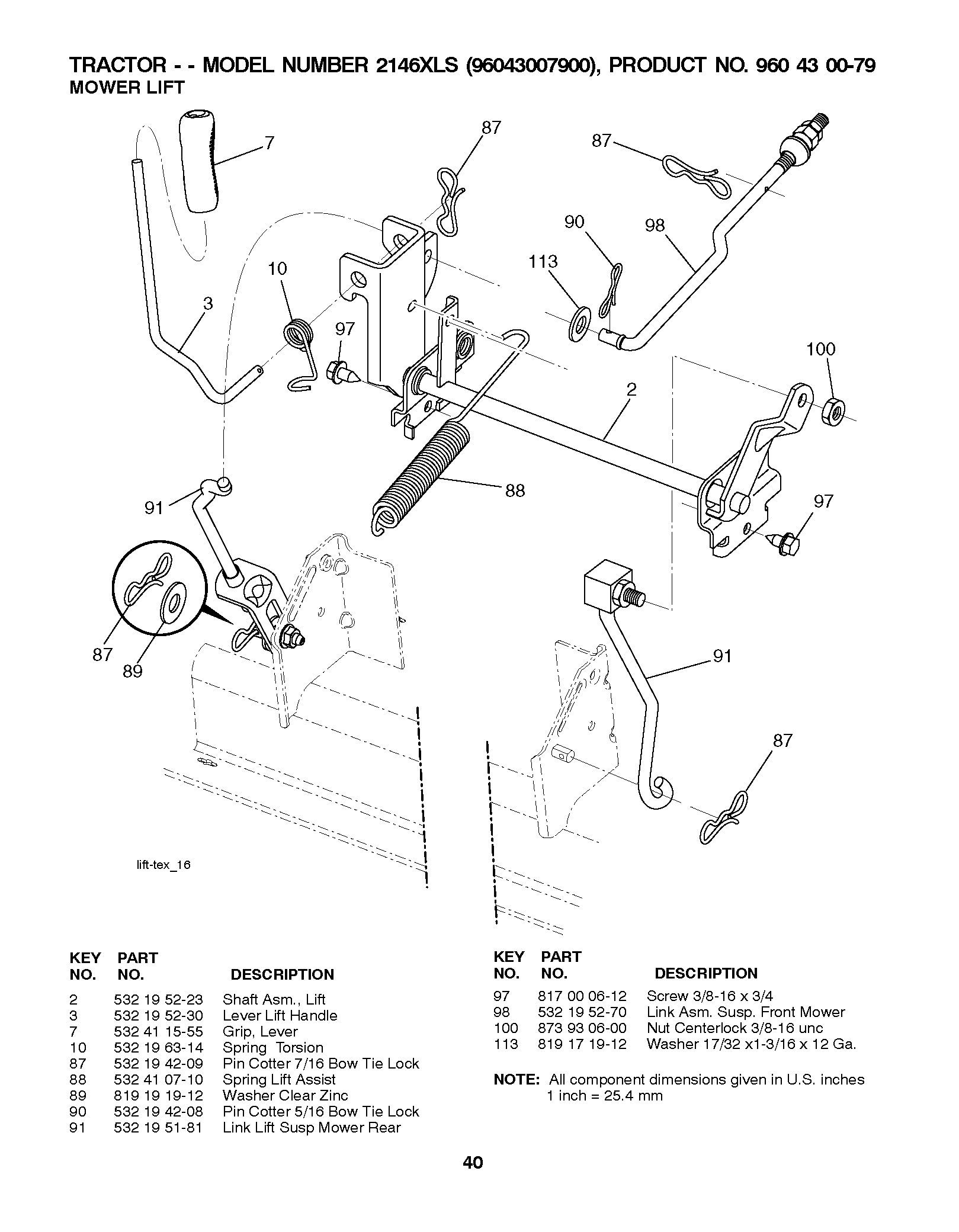 MOWER LIFT / DECK LIFT