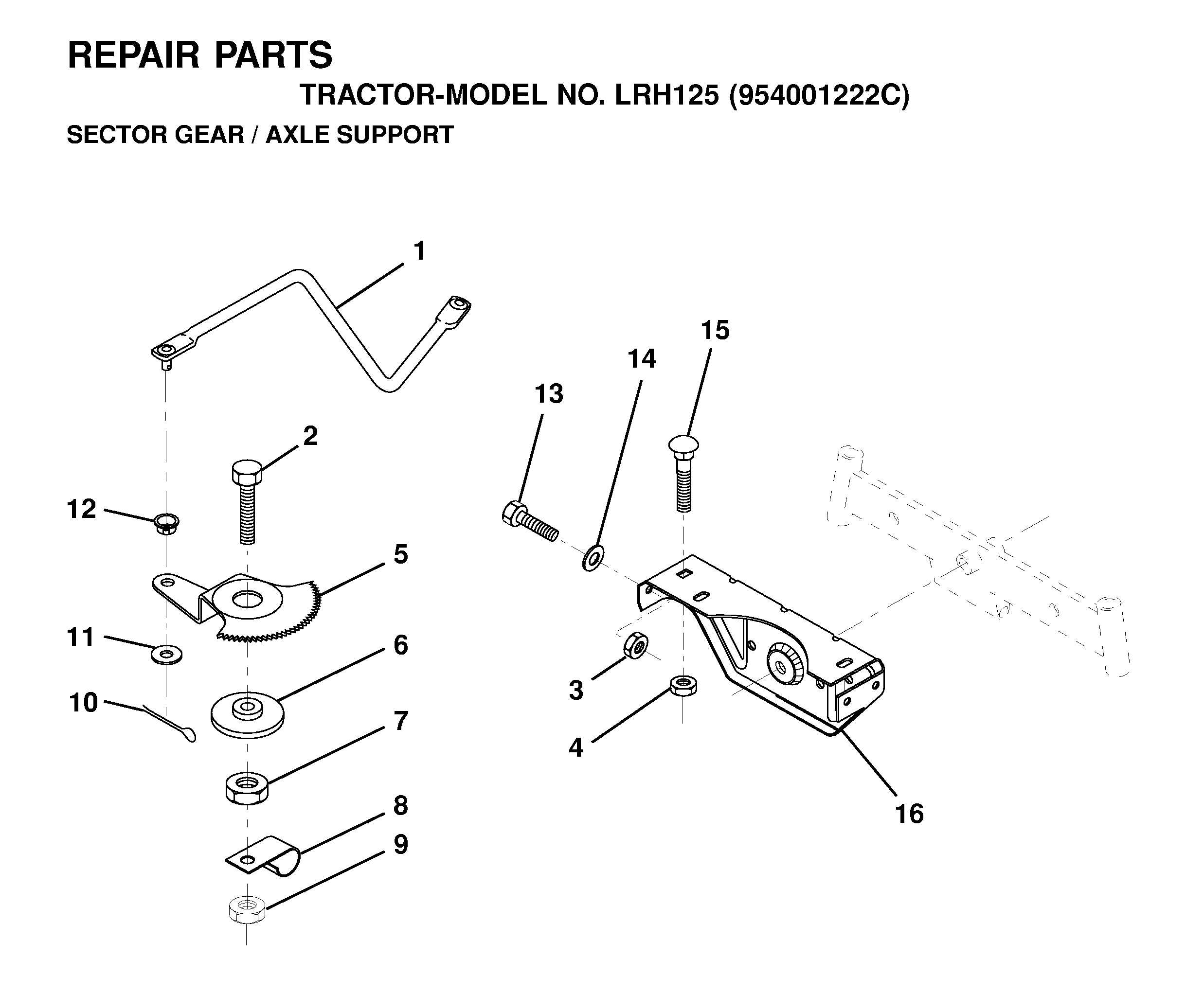 SECTOR GEAR / AXLE SUPPORT