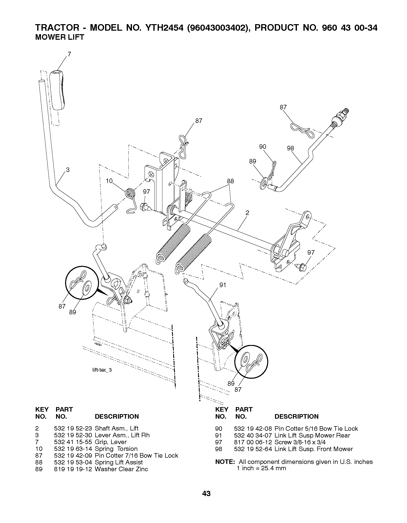 MOWER LIFT / DECK LIFT