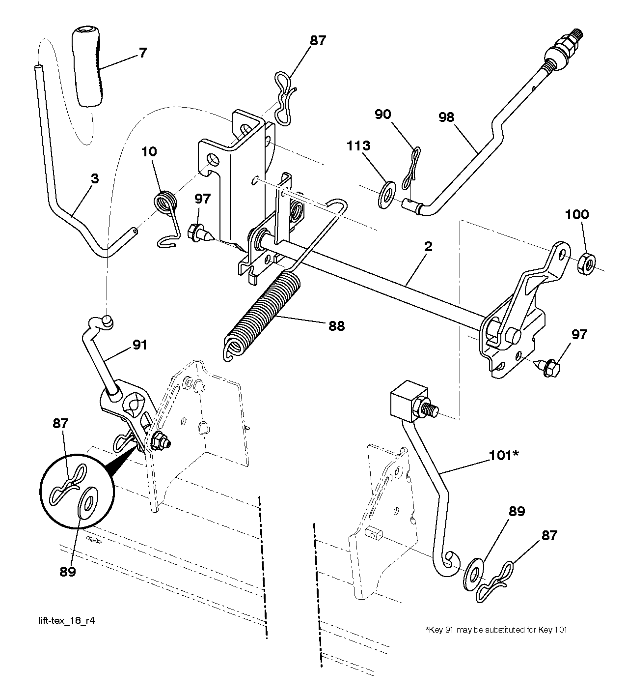 MOWER LIFT LEVER