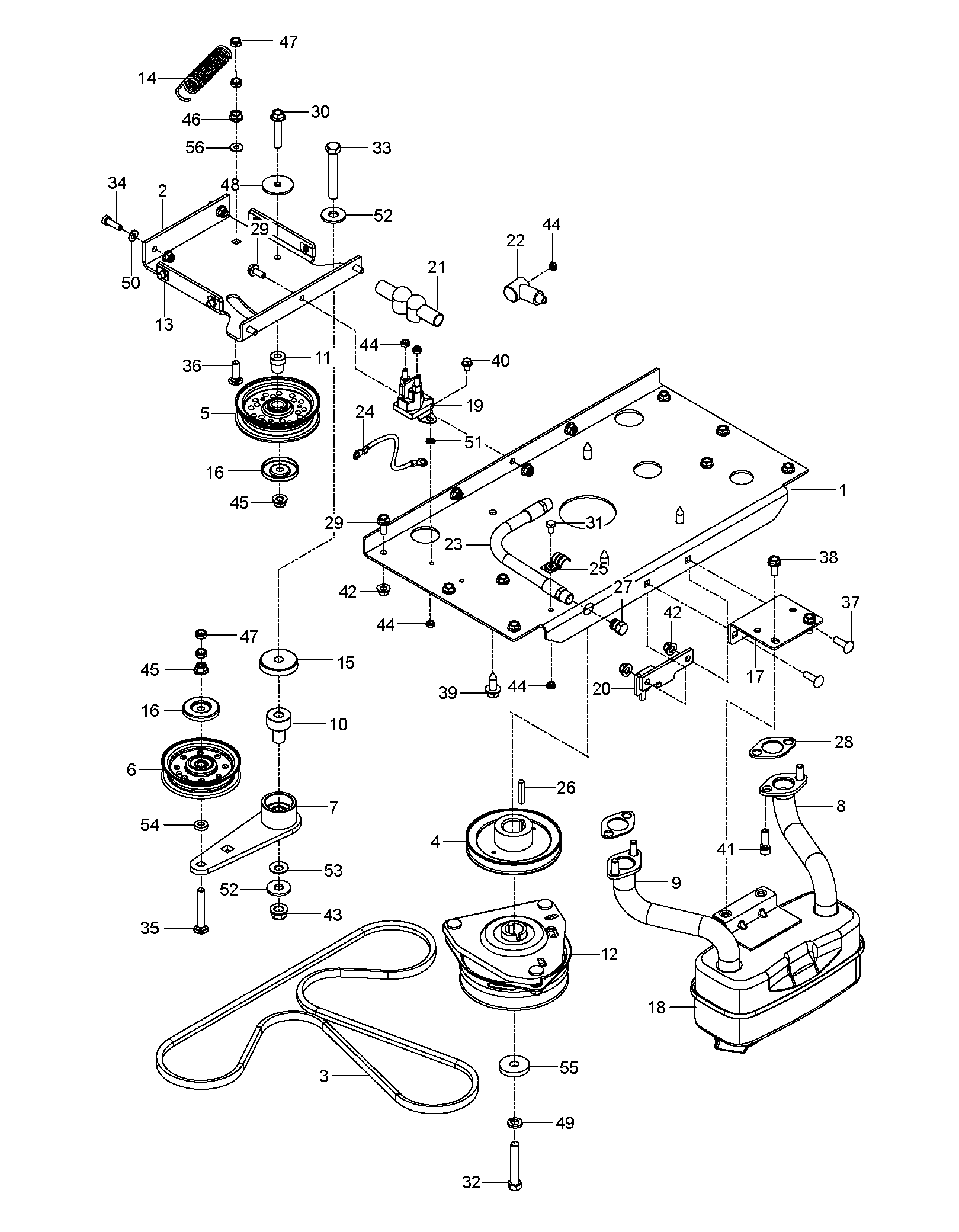 ENGINE MOUNTING, GUARDS & MUFFLER