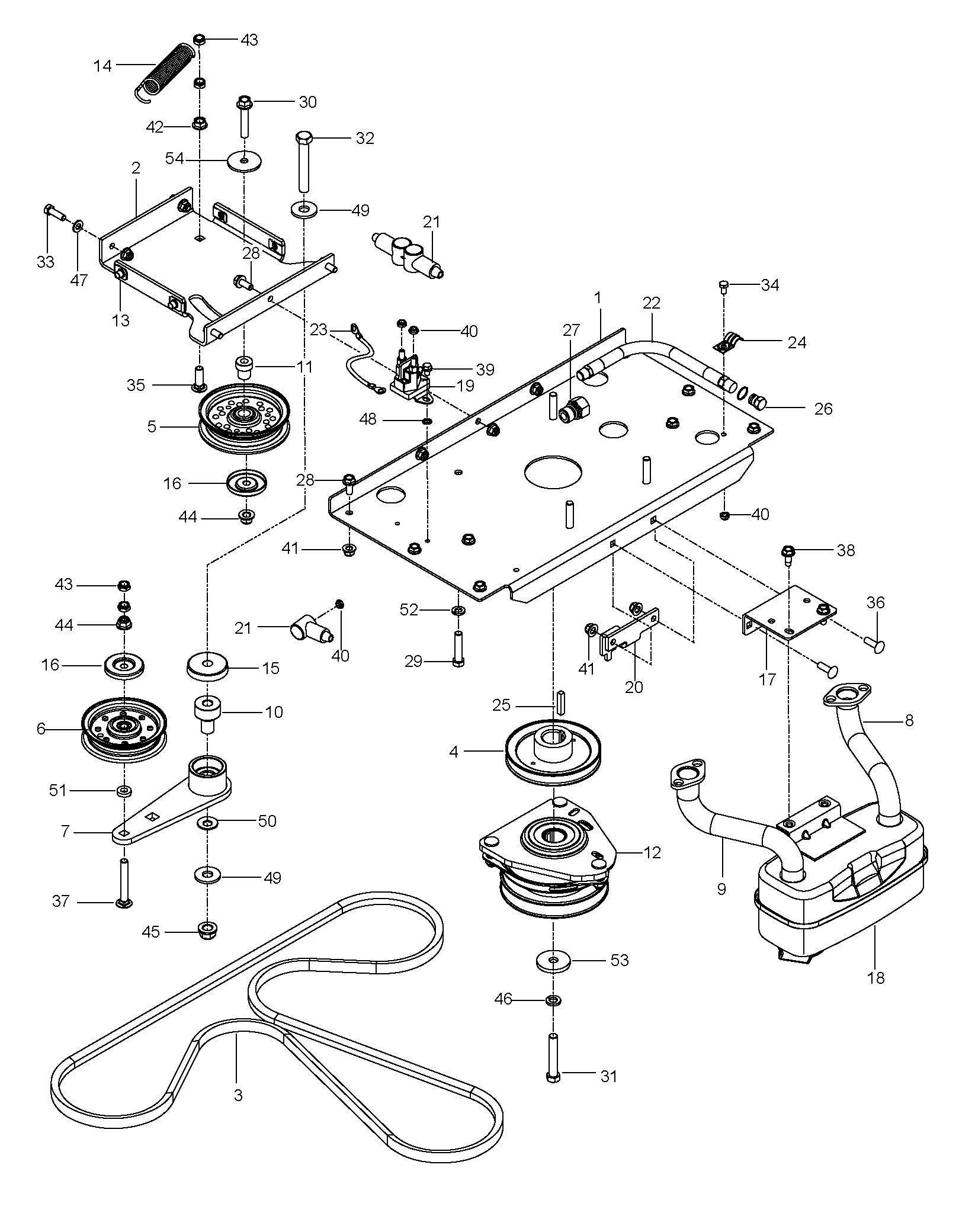 ENGINE MOUNTING, GUARDS & MUFFLER