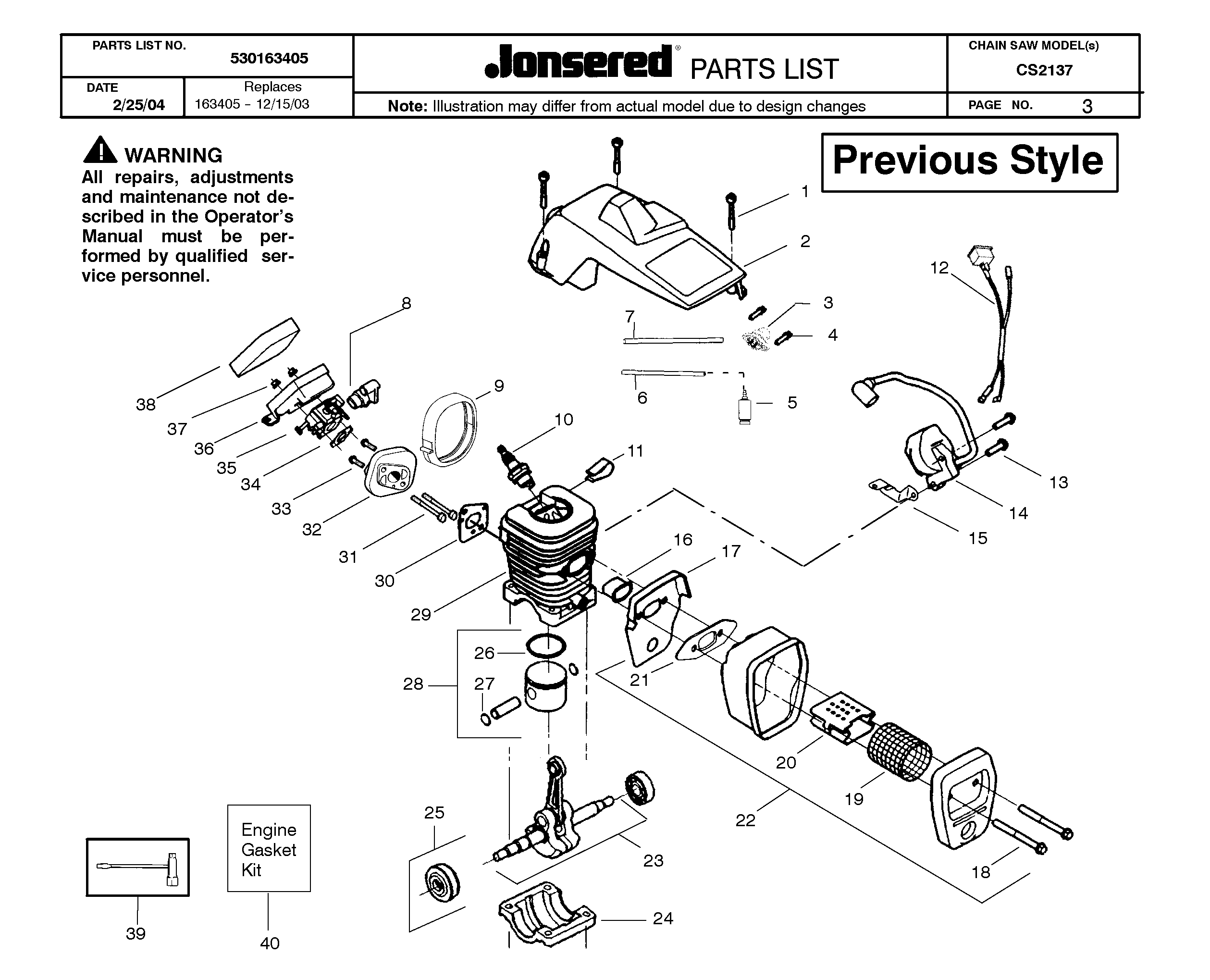 CYLINDER, PISTON & MUFFLER