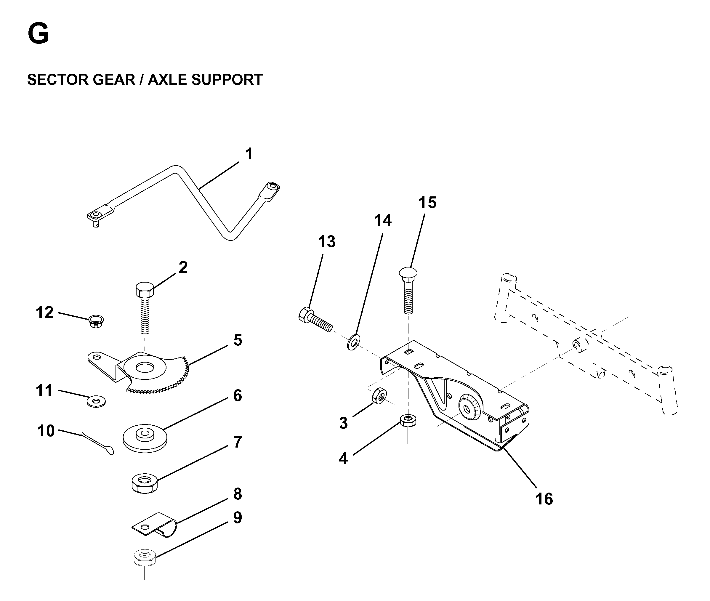 SECTOR GEAR / AXLE SUPPORT