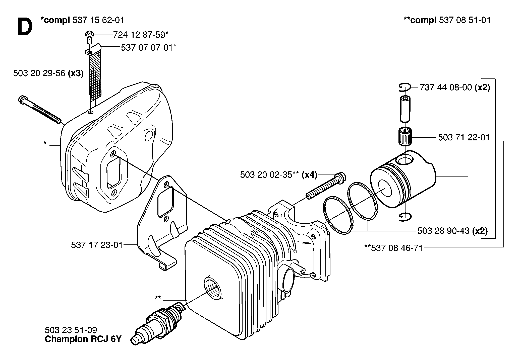 CYLINDER, PISTON & MUFFLER