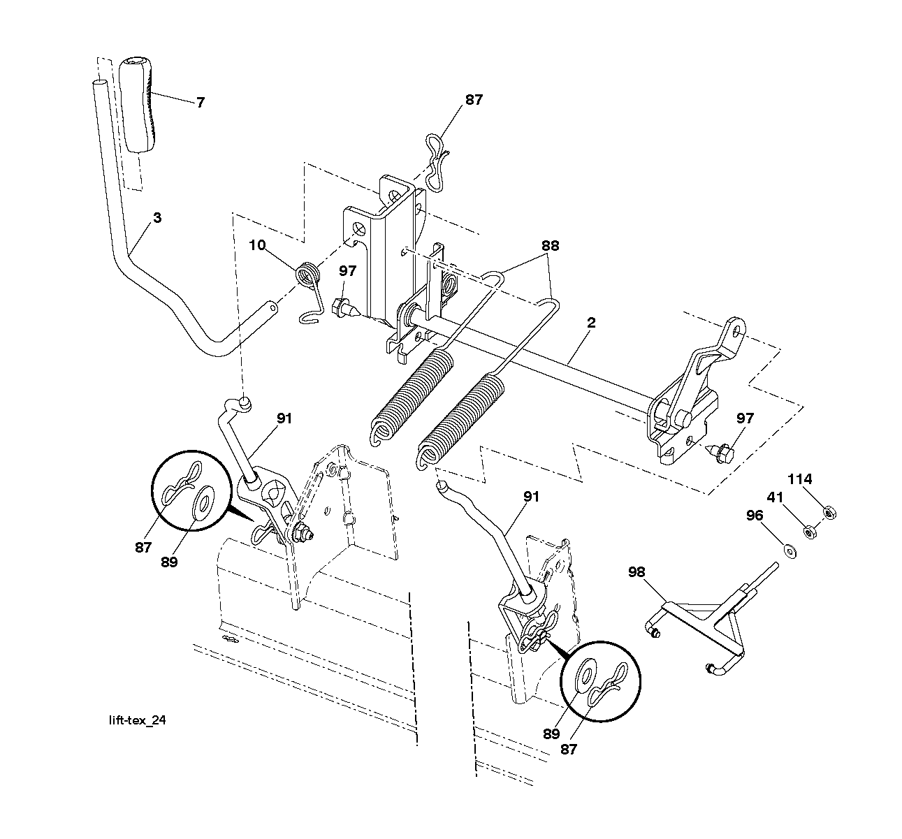 MOWER LIFT LEVER