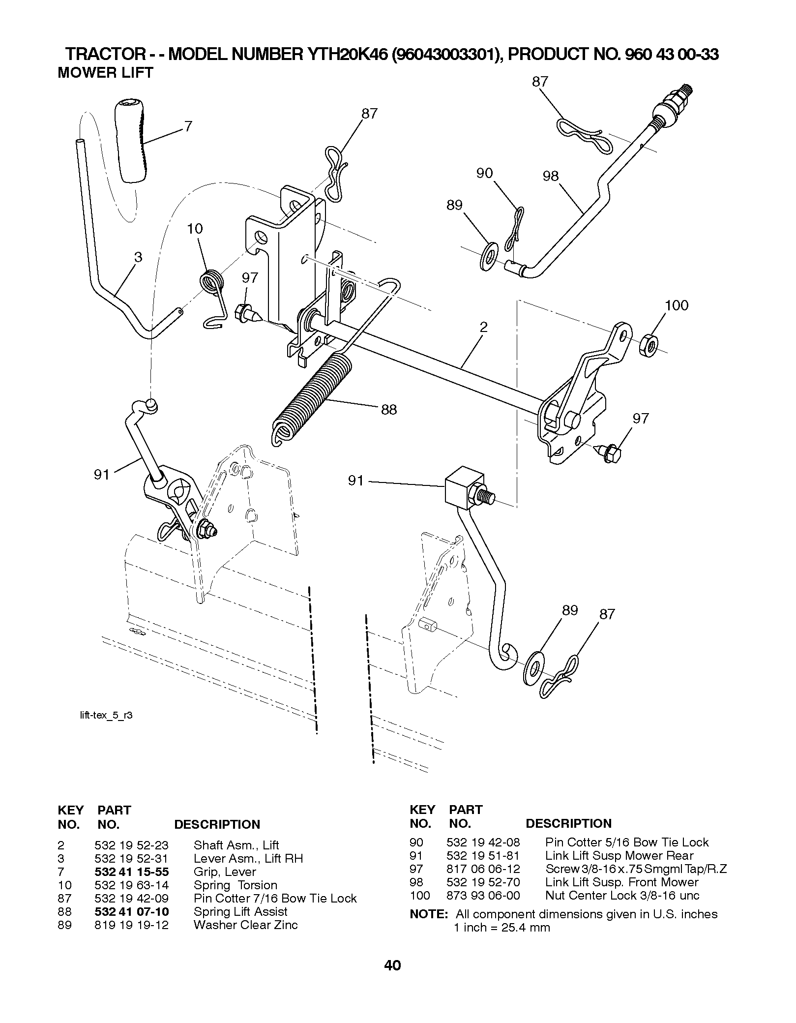 MOWER LIFT / DECK LIFT