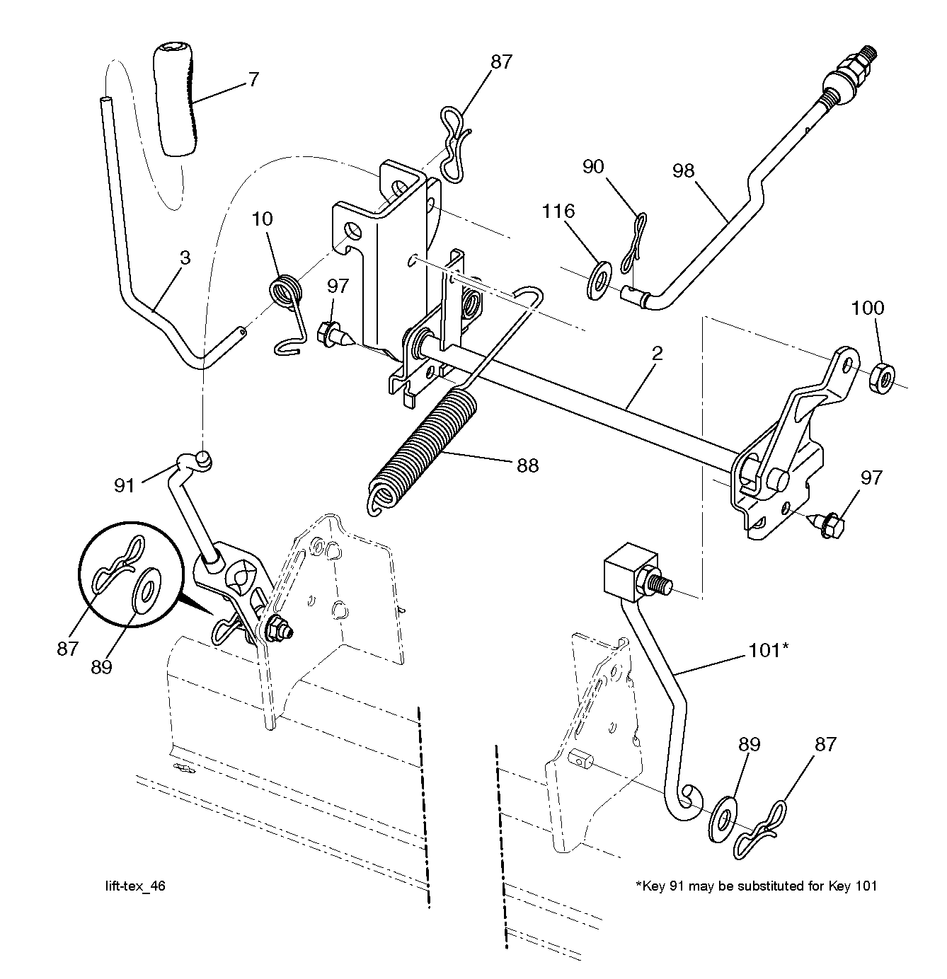 MOWER LIFT LEVER
