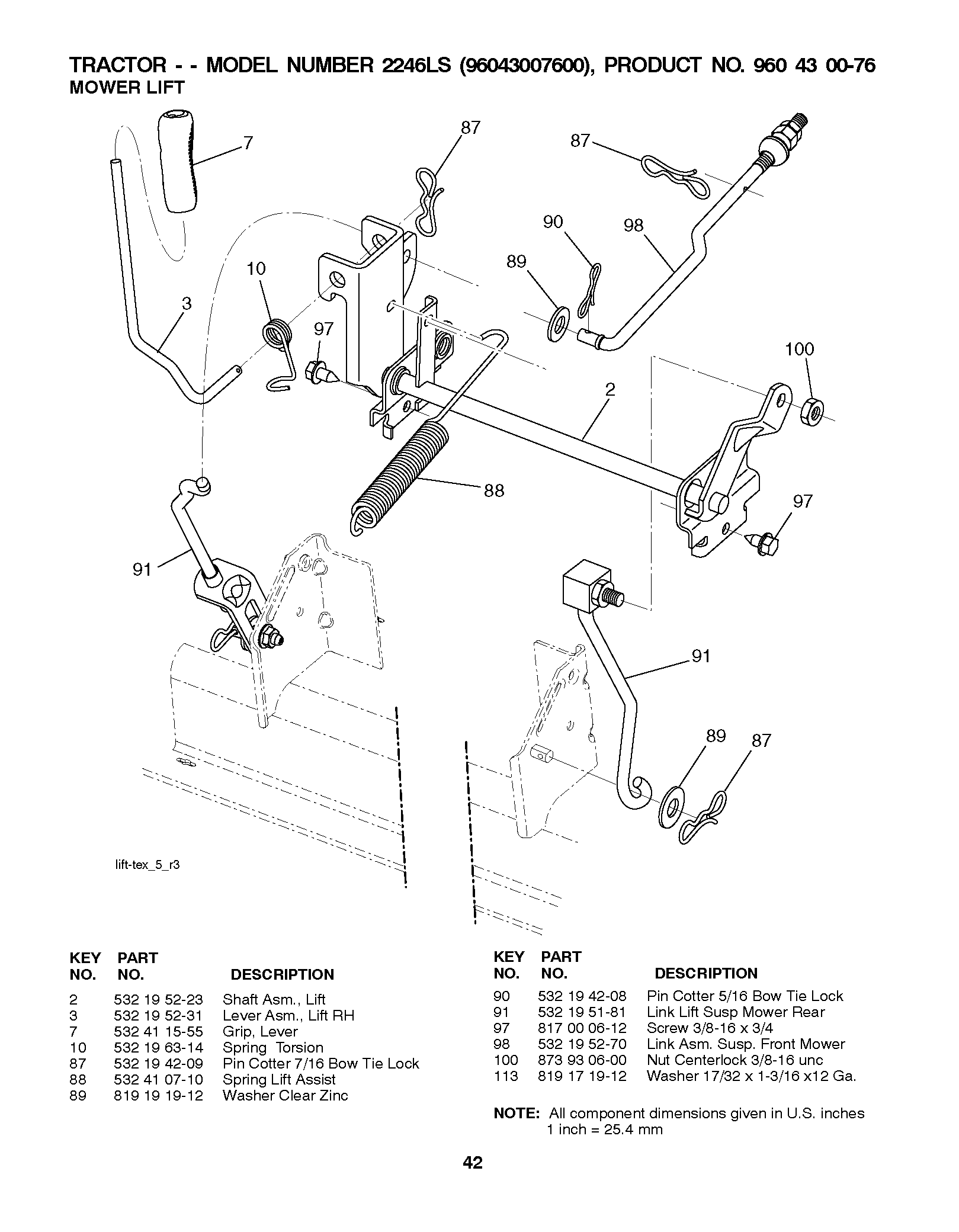MOWER LIFT / DECK LIFT