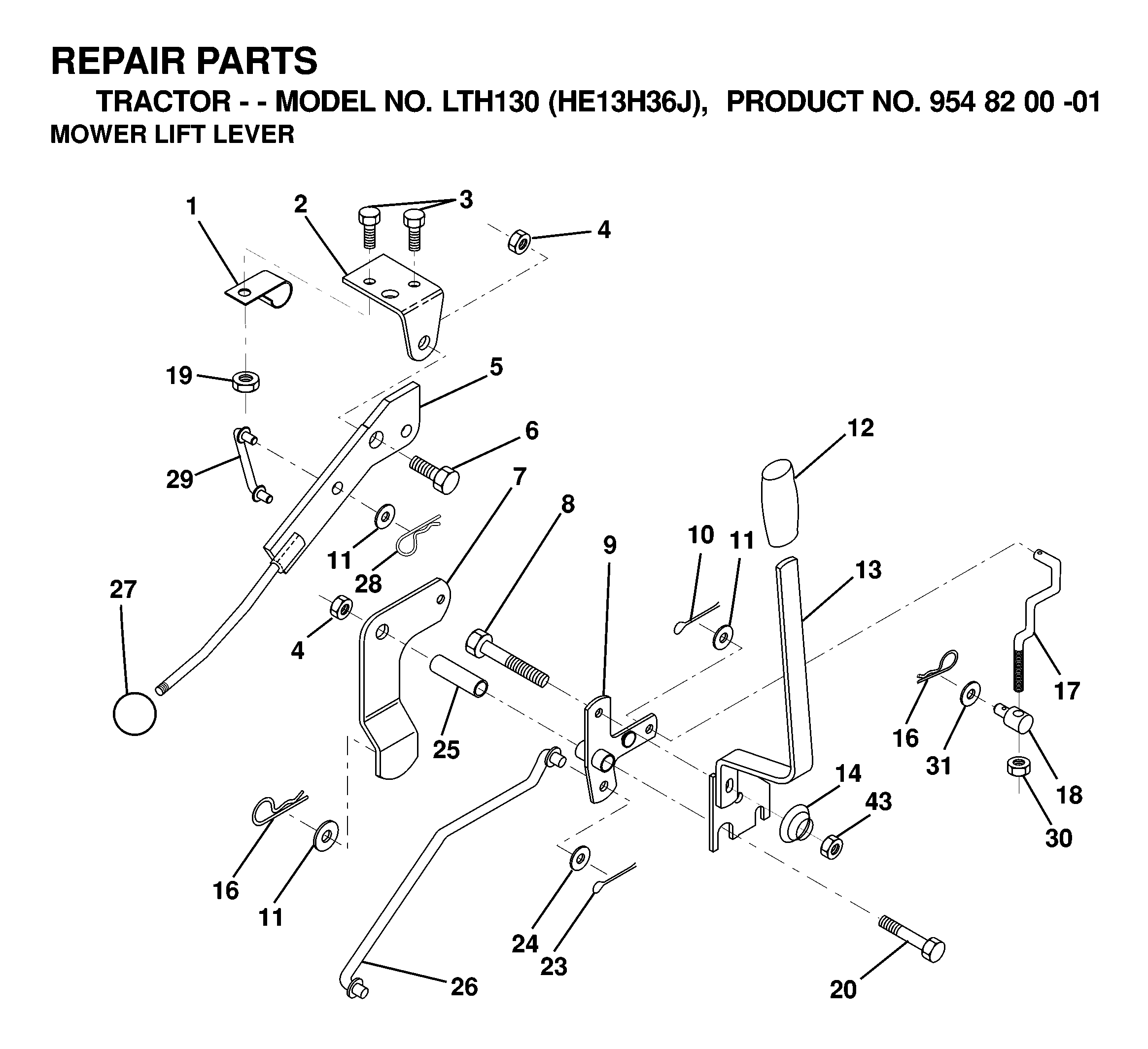 MOWER LIFT LEVER
